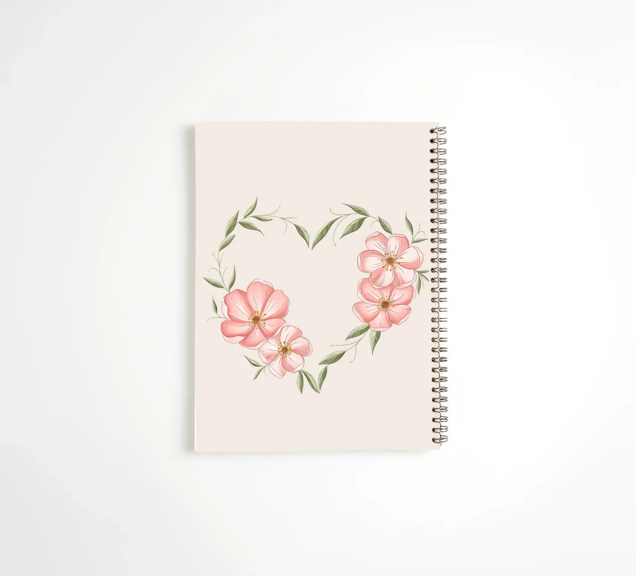 Heart with delicate flowers and leaves. Rommantic spiral notebook by CalliLetters