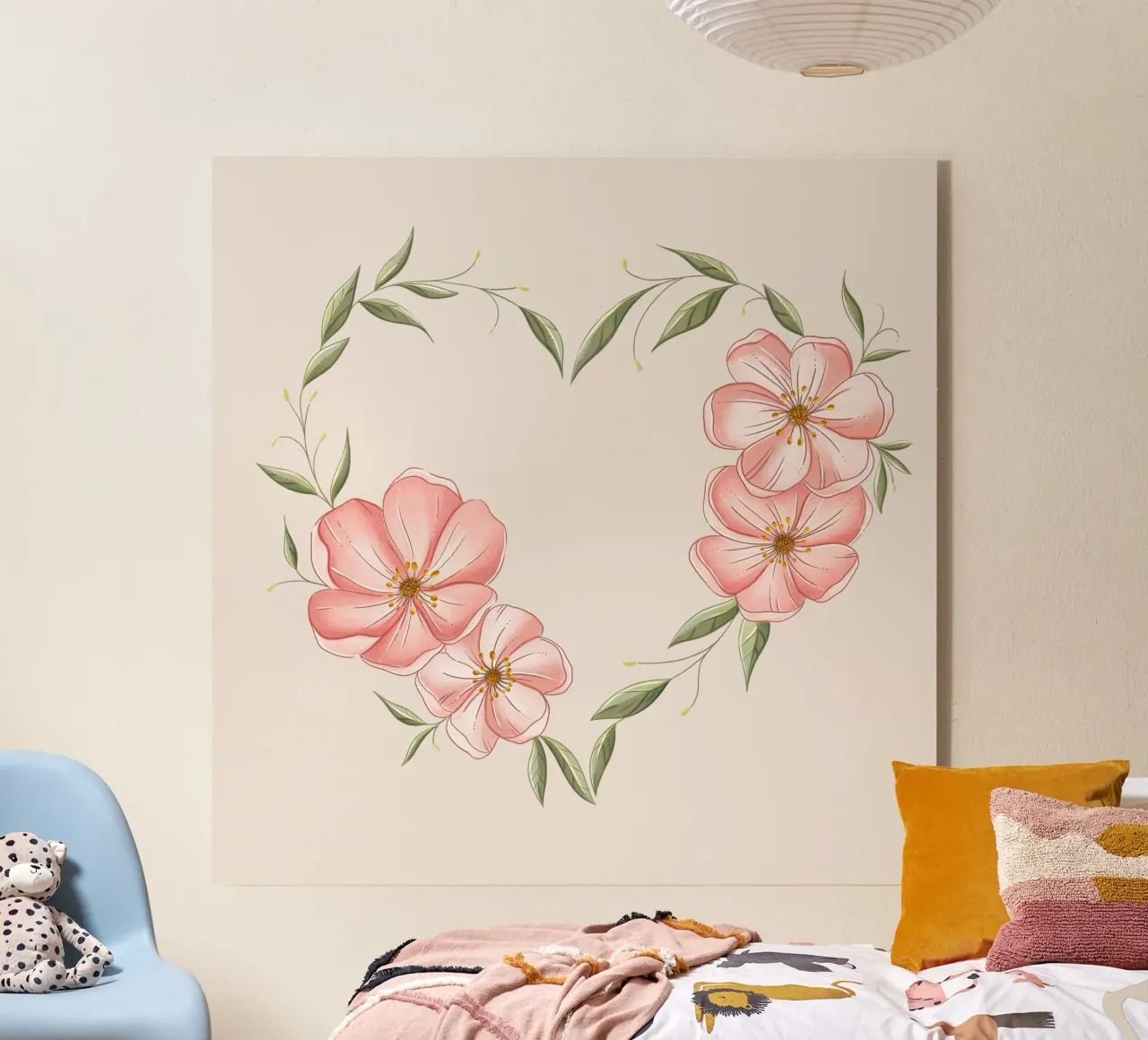 Cuore con fiori e foglie delicate. Romantico plexiglass da CalliLetters