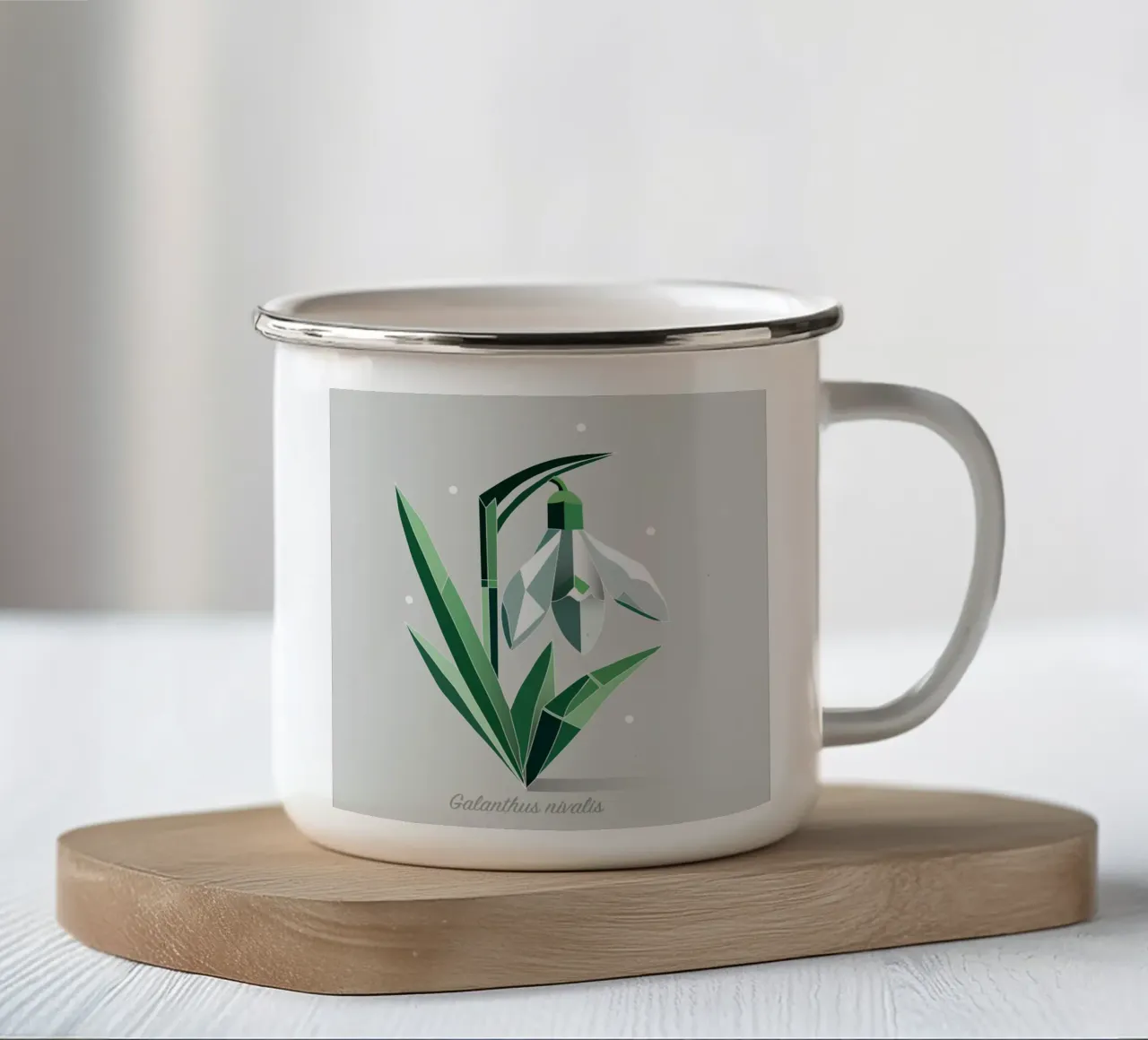 Snowdrops - Elegant representation of the early bloomers enamel mug by namosh