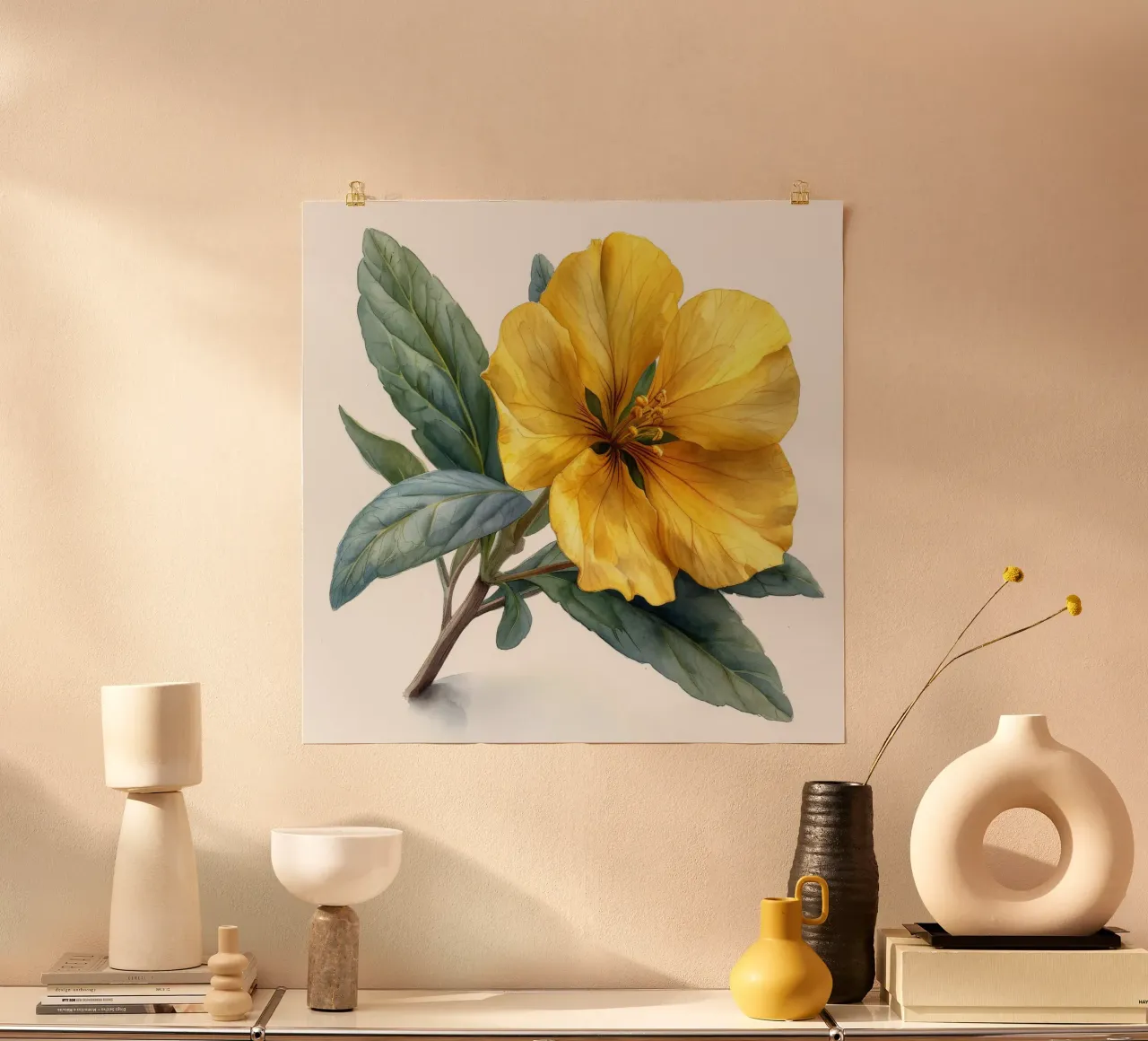 Fiore di enotera 2 poster con telaio in alluminio da Bold Blooms