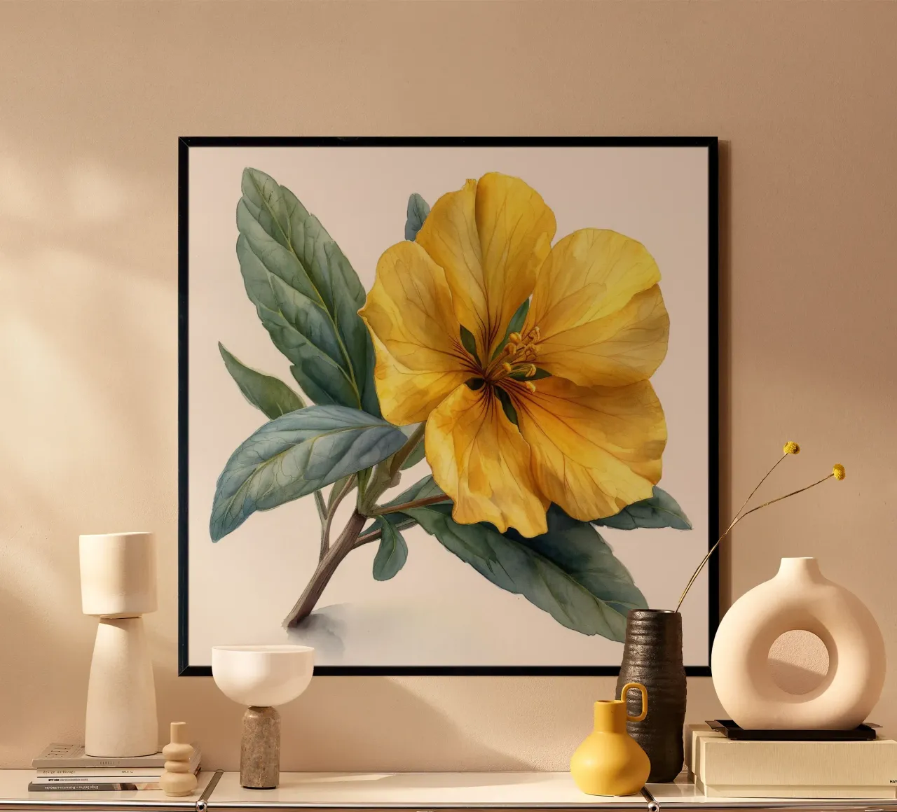 Fiore di enotera 2 poster con telaio in alluminio da Bold Blooms