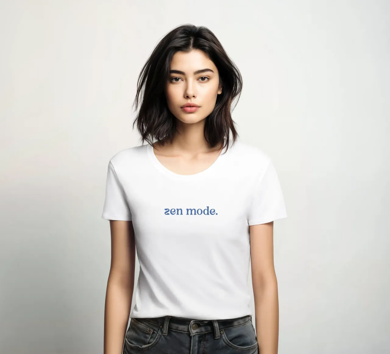 zen mode 6 (Blue) women's fitted t-shirt by treechild