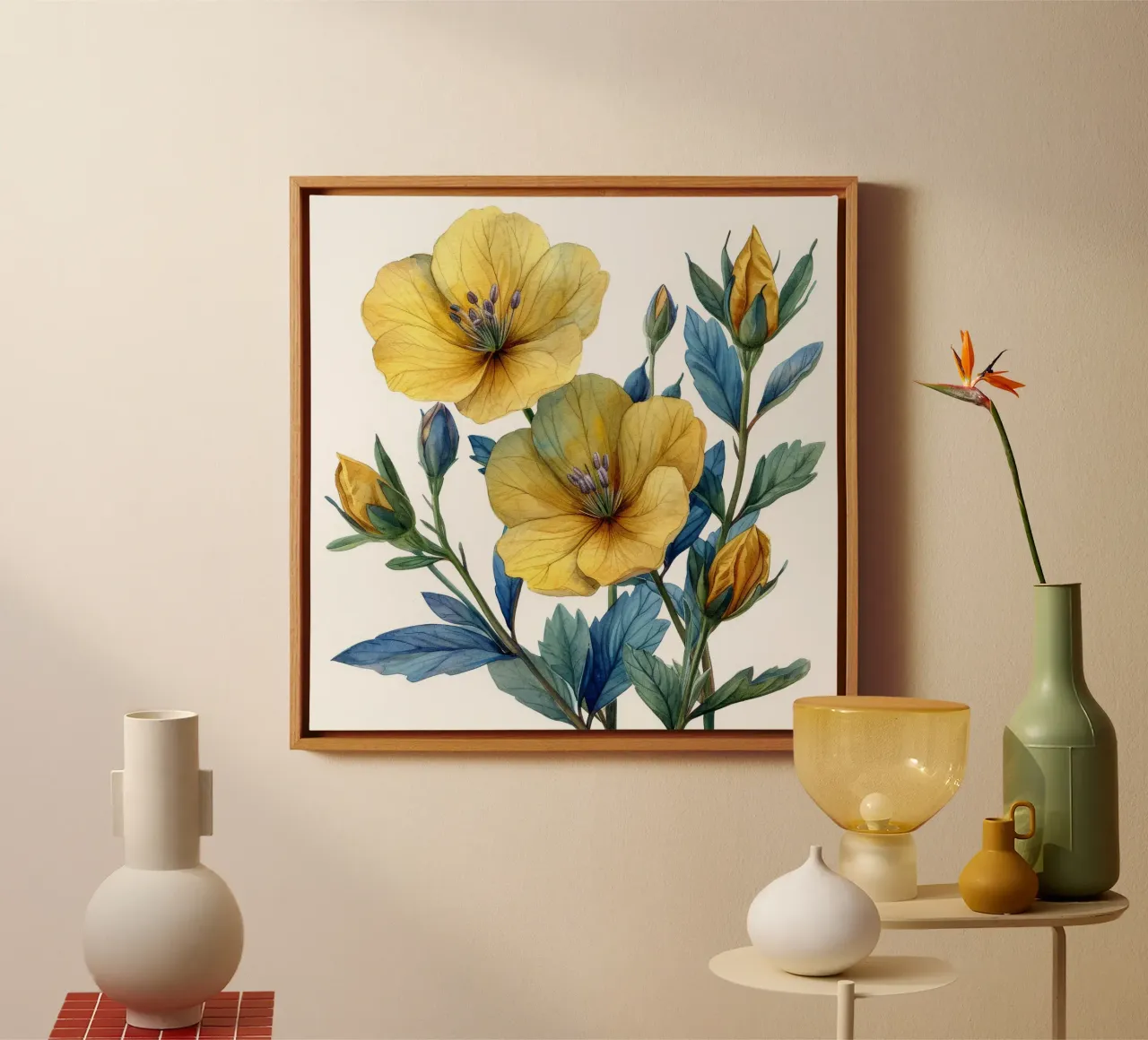 Teunisbloem bloem 4 canvas met Baklijst van Bold Blooms