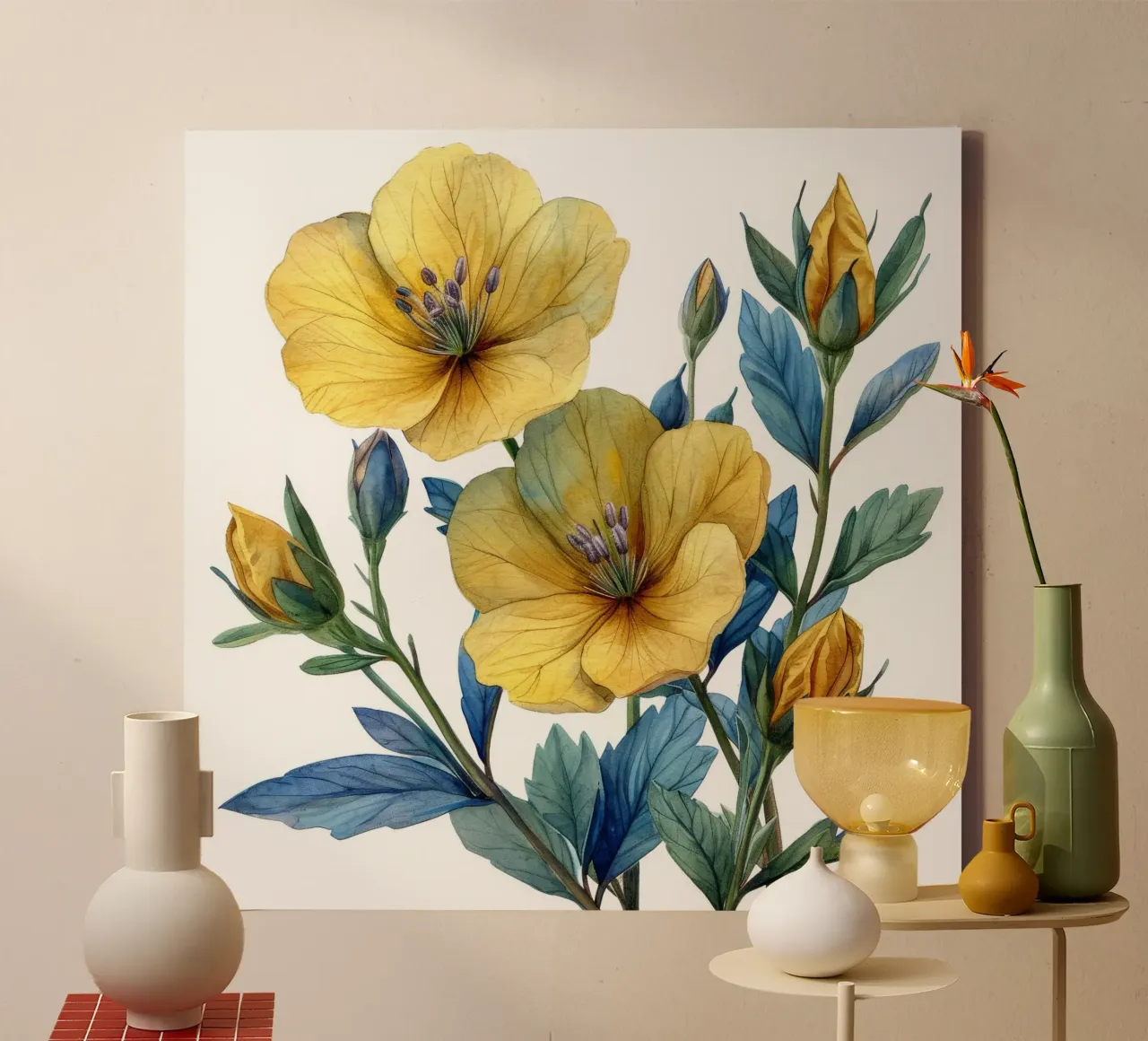 Teunisbloem bloem 4 canvas met Baklijst van Bold Blooms