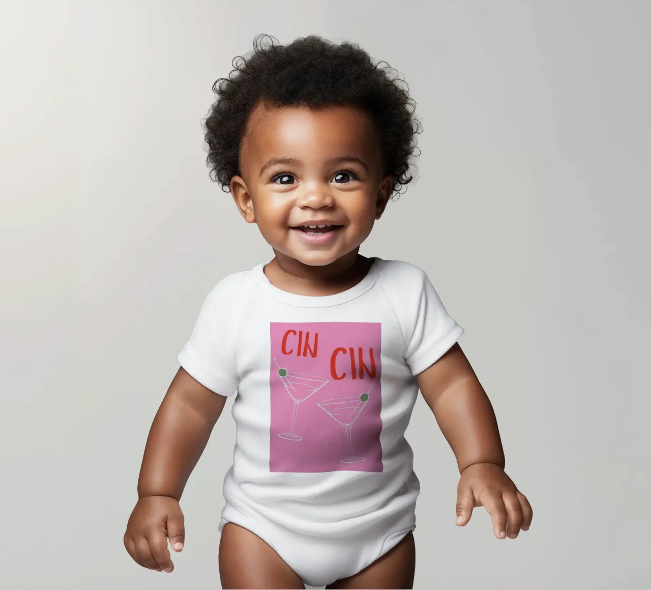CIN CIN, Martini cocktail, french saying short-sleeve baby romper by pdigitalprints