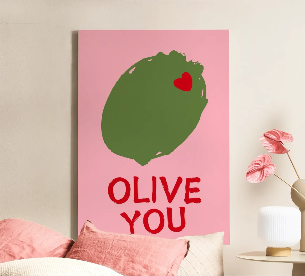 OLIVE YOU, ti amo, amanti, tipografia tela con Cornice a cassetta da pdigitalprints