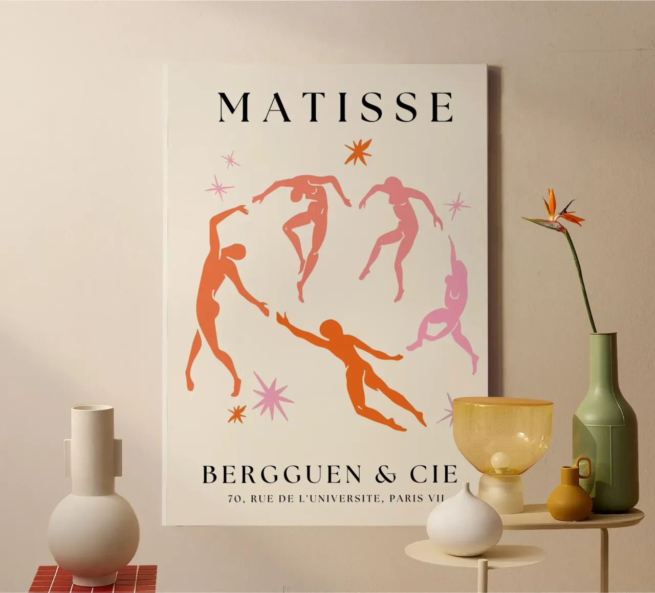 Kleurrijke Henri Matisse Cut- outs dansende mannen canvas met Baklijst van pdigitalprints