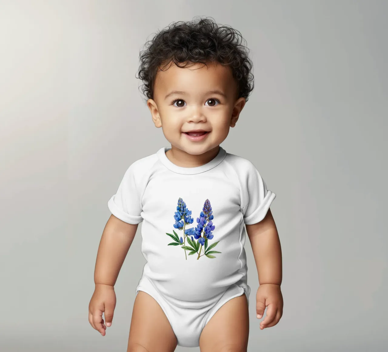 Falso fiore indaco 3 body neonato maniche corte da Bold Blooms