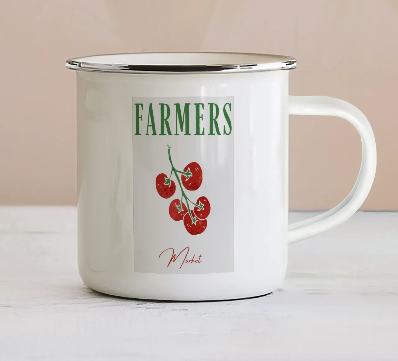 Mercato contadino, Pomodori, retro vintage tazza in smalto da pdigitalprints