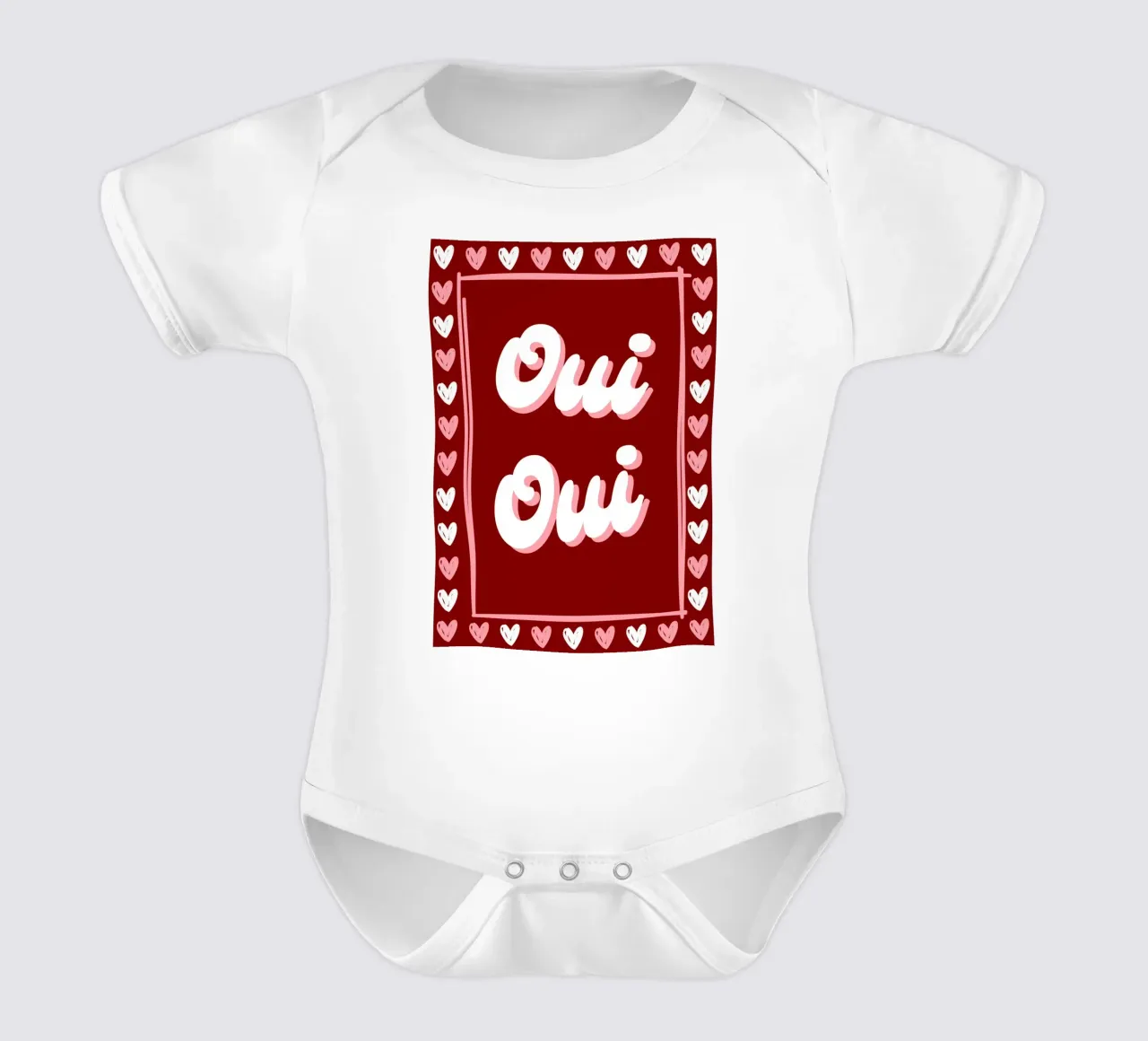 Oui Oui, detto francese, cuoricini preppy body neonato maniche corte da pdigitalprints
