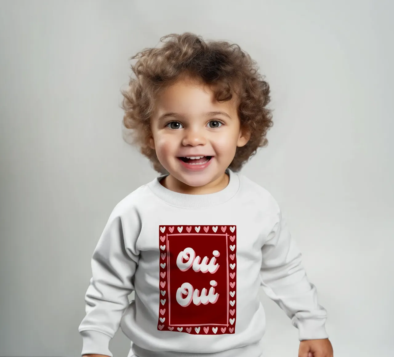 Oui Oui, detto francese, cuoricini preppy felpa neonato da pdigitalprints