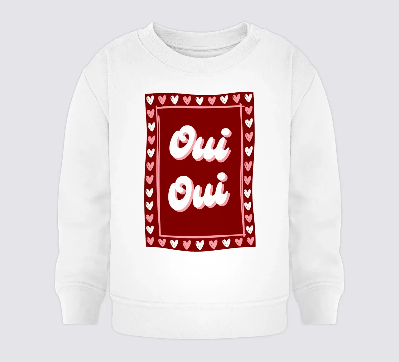 Oui Oui, detto francese, cuoricini preppy felpa neonato da pdigitalprints