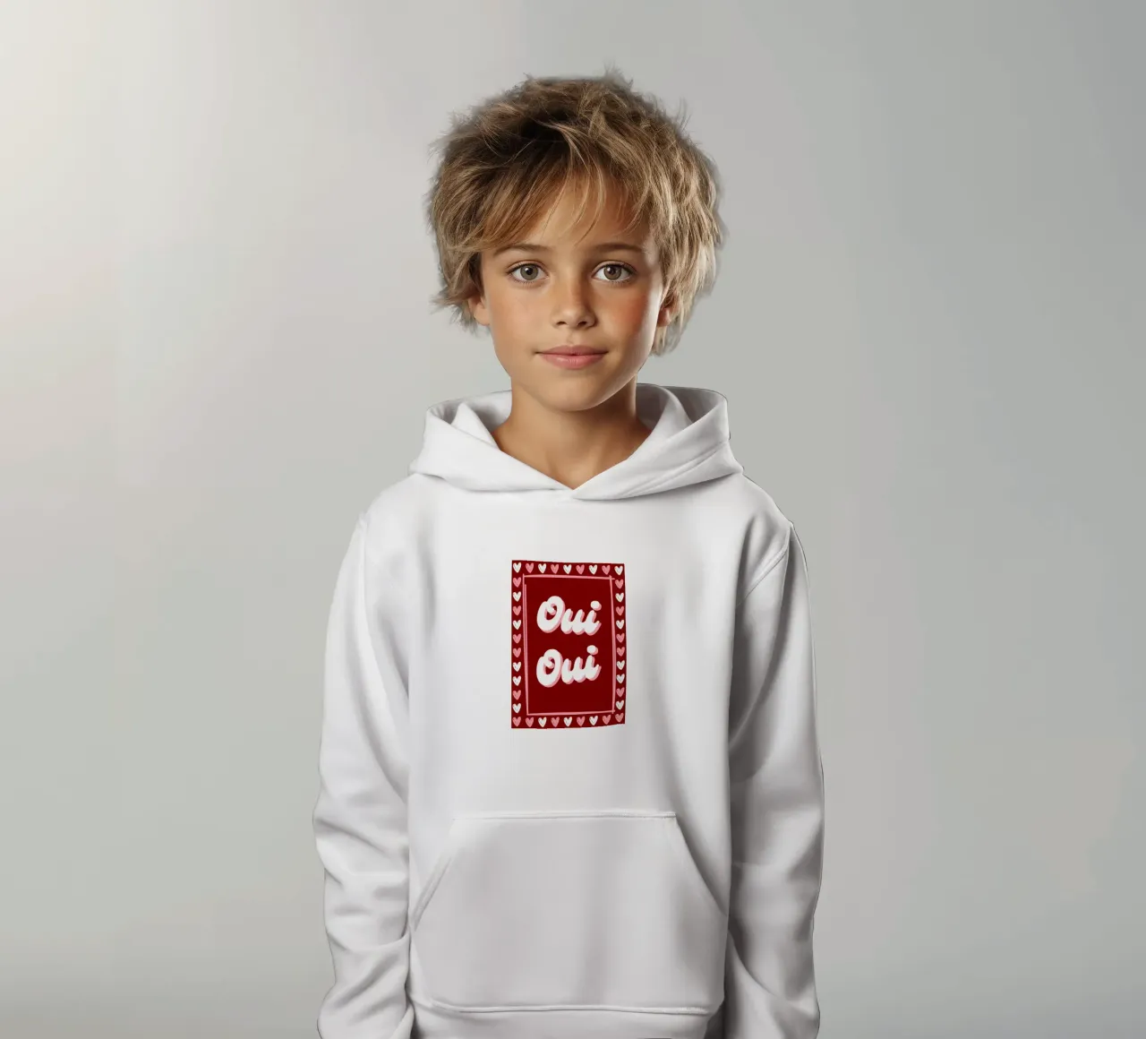 Oui Oui, detto francese, cuoricini preppy felpa bambino con cappuccio da pdigitalprints