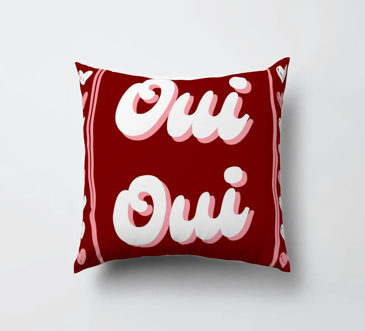 Oui Oui, detto francese, cuoricini preppy cuscino da pdigitalprints