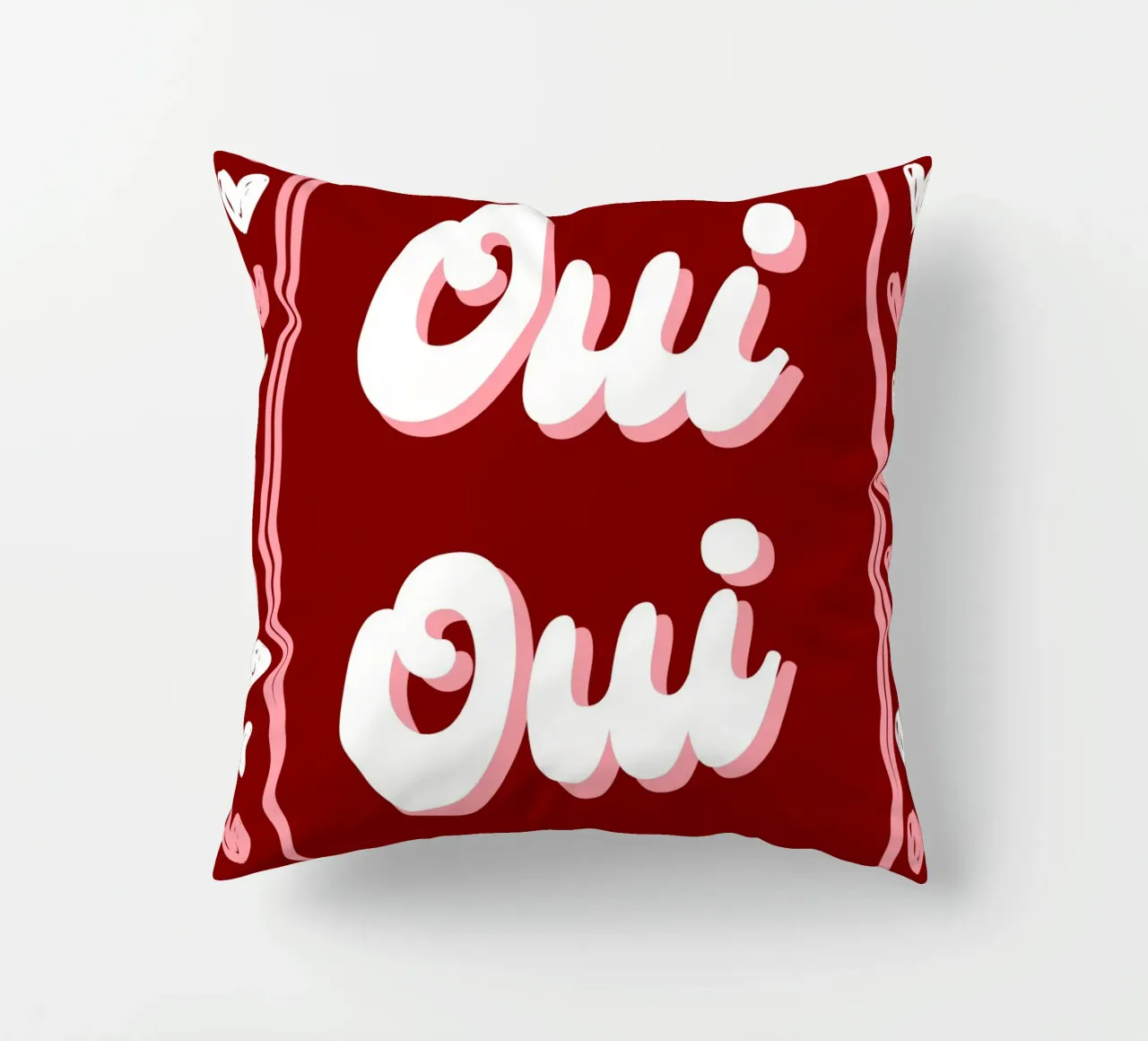 Oui Oui, detto francese, cuoricini preppy cuscino da pdigitalprints