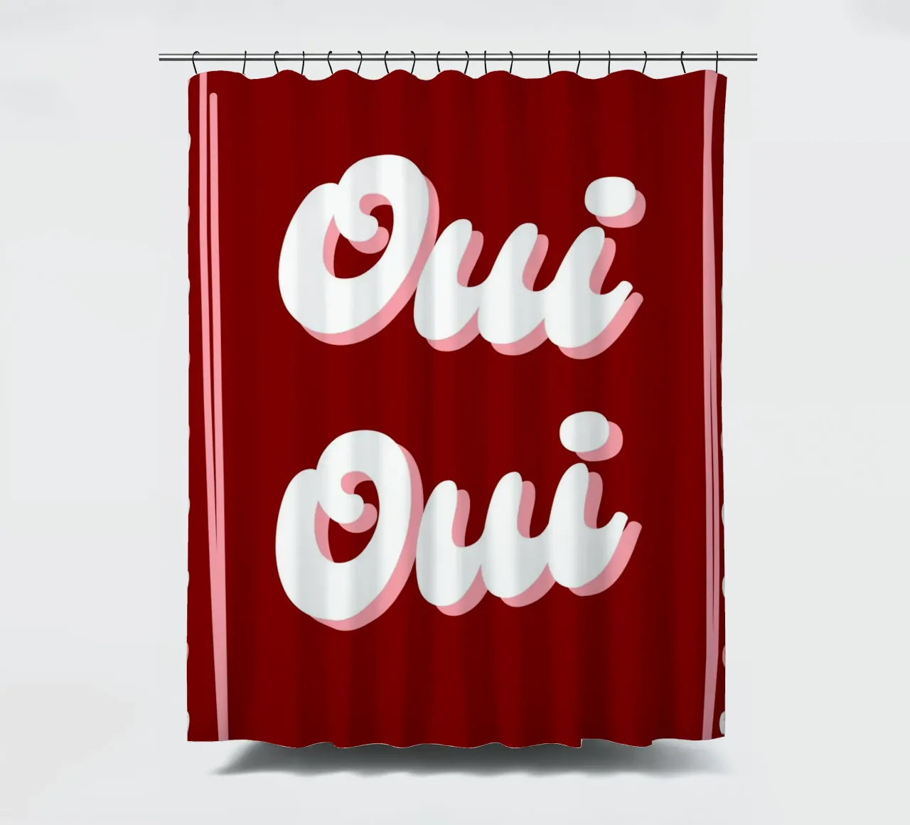 Oui Oui, detto francese, cuoricini preppy tenda da doccia da pdigitalprints