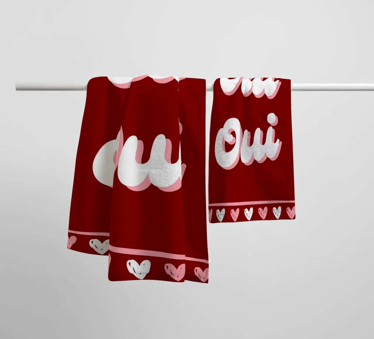 Oui Oui, detto francese, cuoricini preppy asciugamano da bagno da pdigitalprints