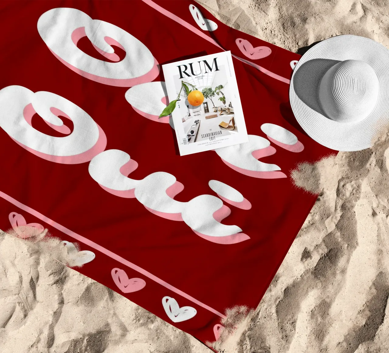 Oui Oui, detto francese, cuoricini preppy telo mare da pdigitalprints