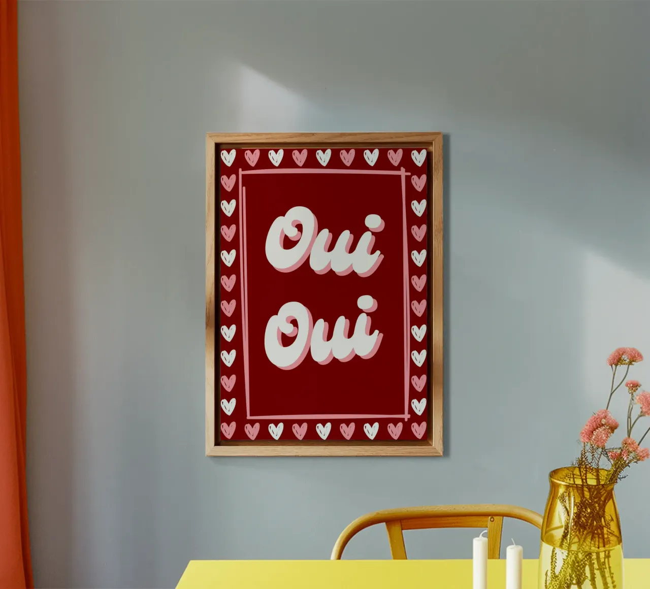 Oui Oui, detto francese, cuoricini preppy alluminio dibond da pdigitalprints