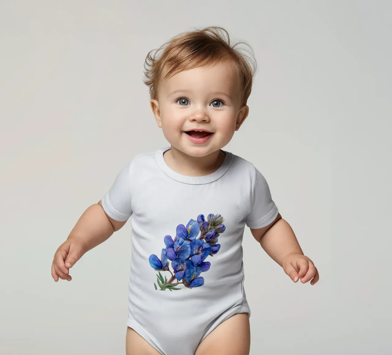 Falso fiore indaco 1 body neonato maniche corte da Bold Blooms