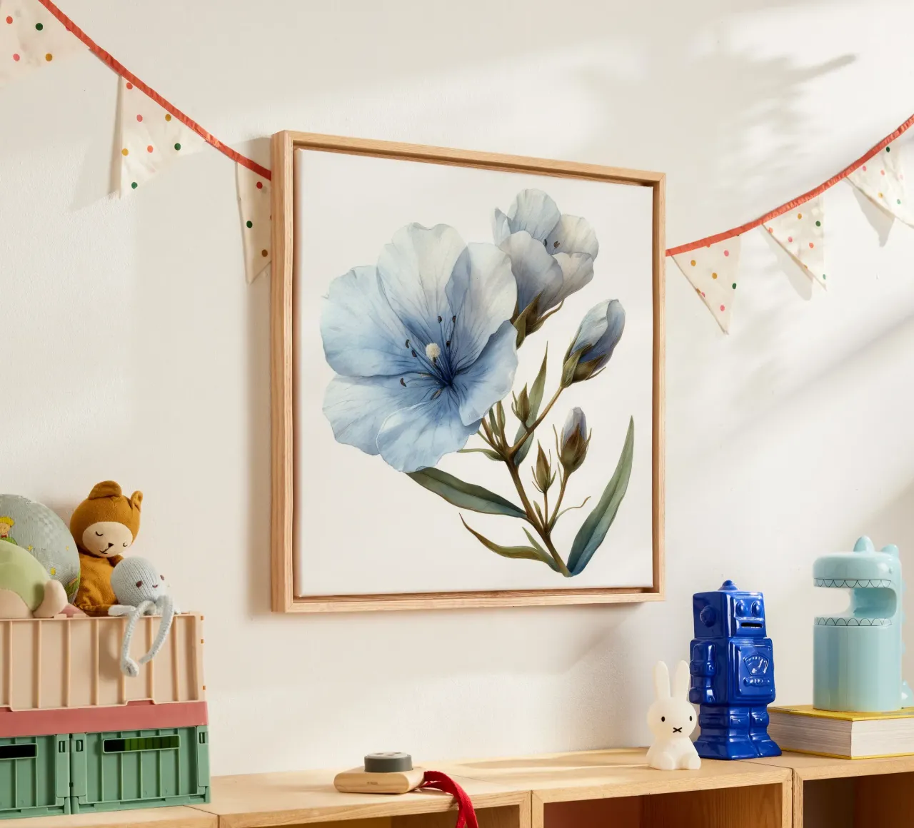 Vlasbloem 2 canvas met Baklijst van Bold Blooms