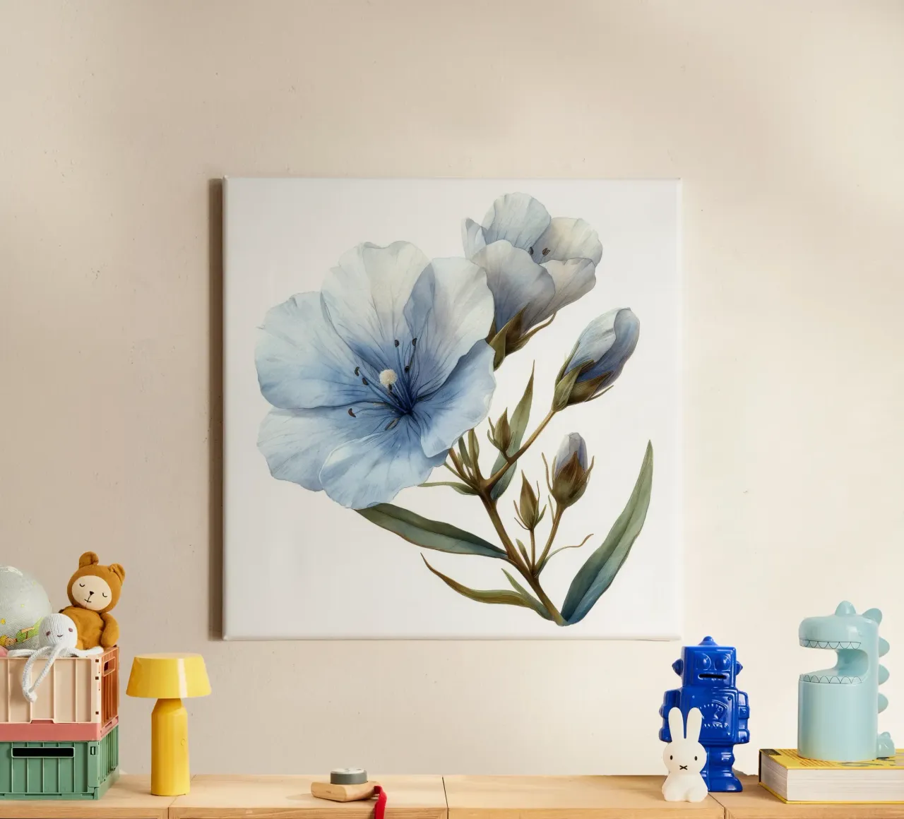 Vlasbloem 2 canvas met Baklijst van Bold Blooms