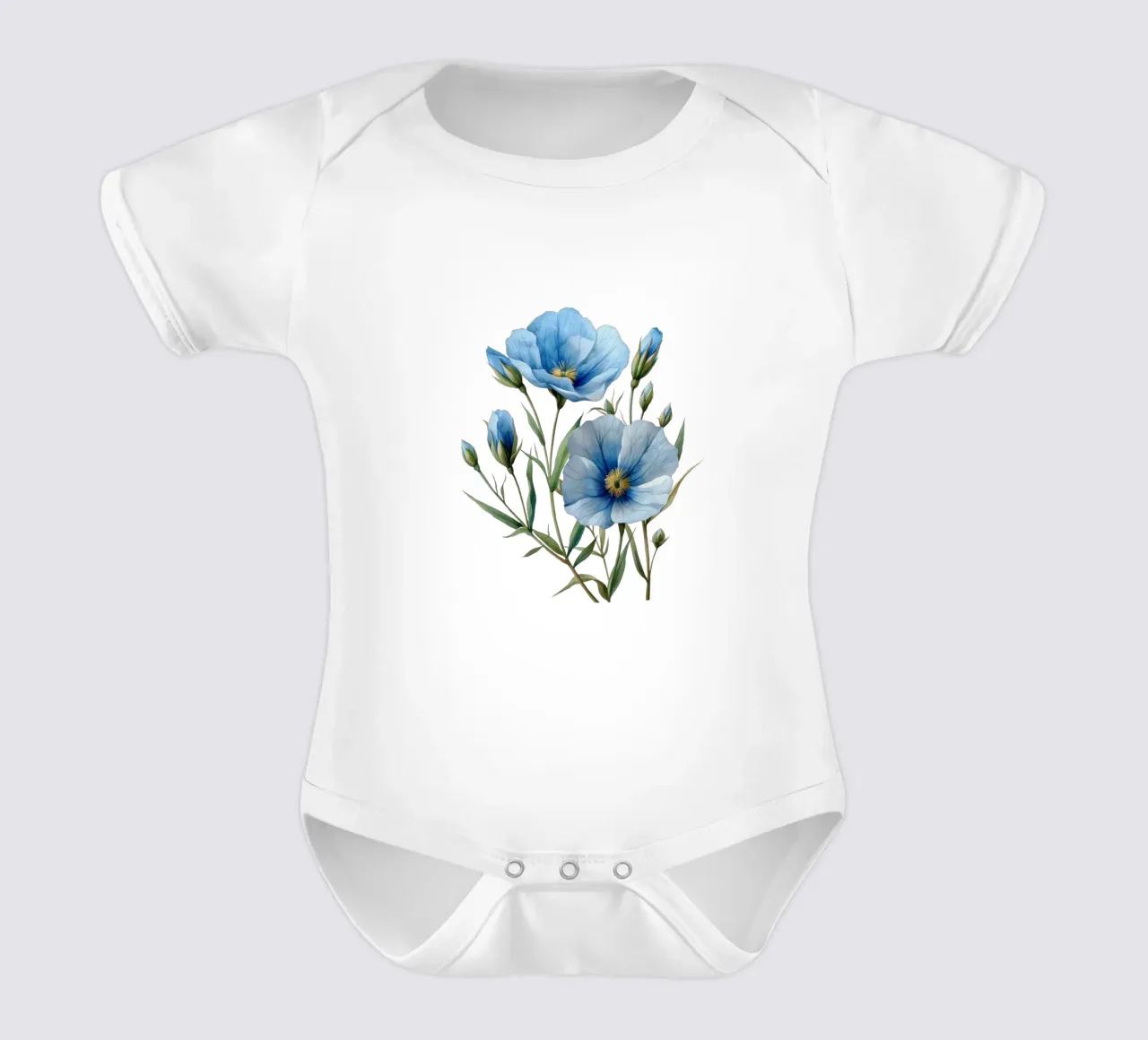 Flax Flower 1 short-sleeve baby romper by Bold Blooms