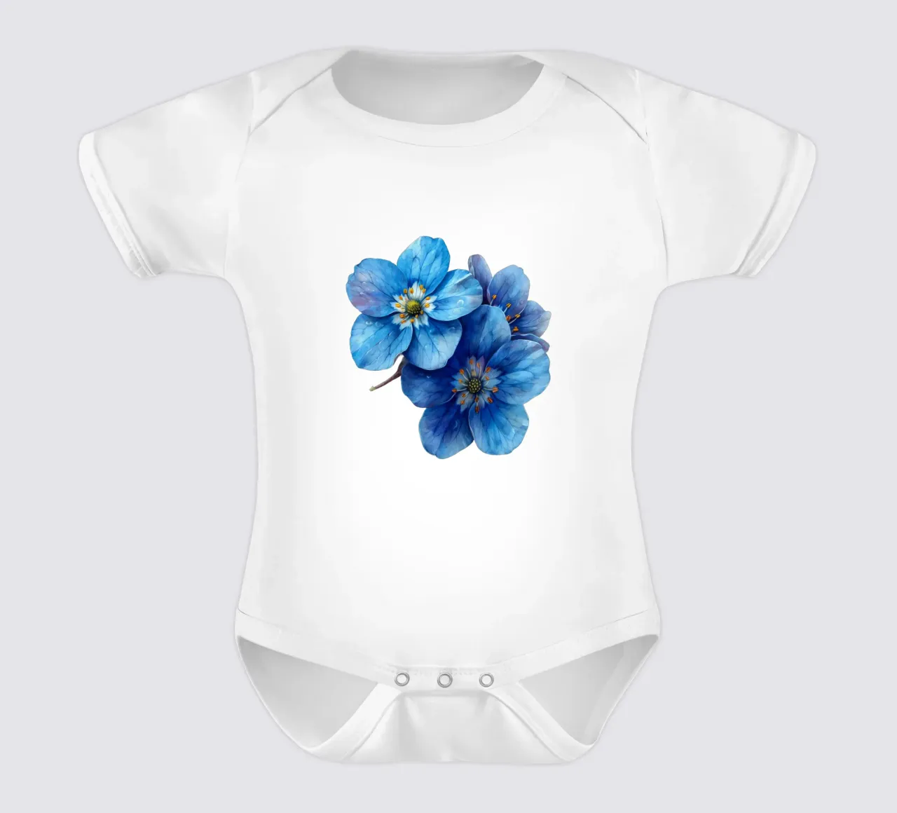Fiore Forget Me Not 3 body neonato maniche corte da Bold Blooms