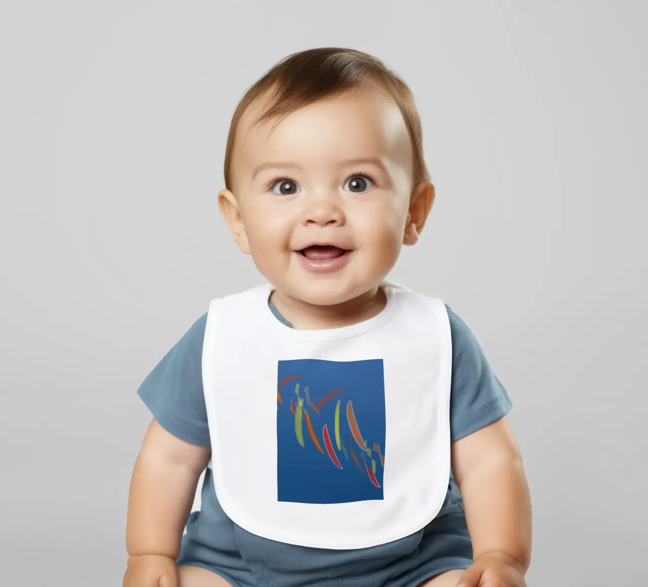 Abstract geometric pattern in blue baby bib by Something for you