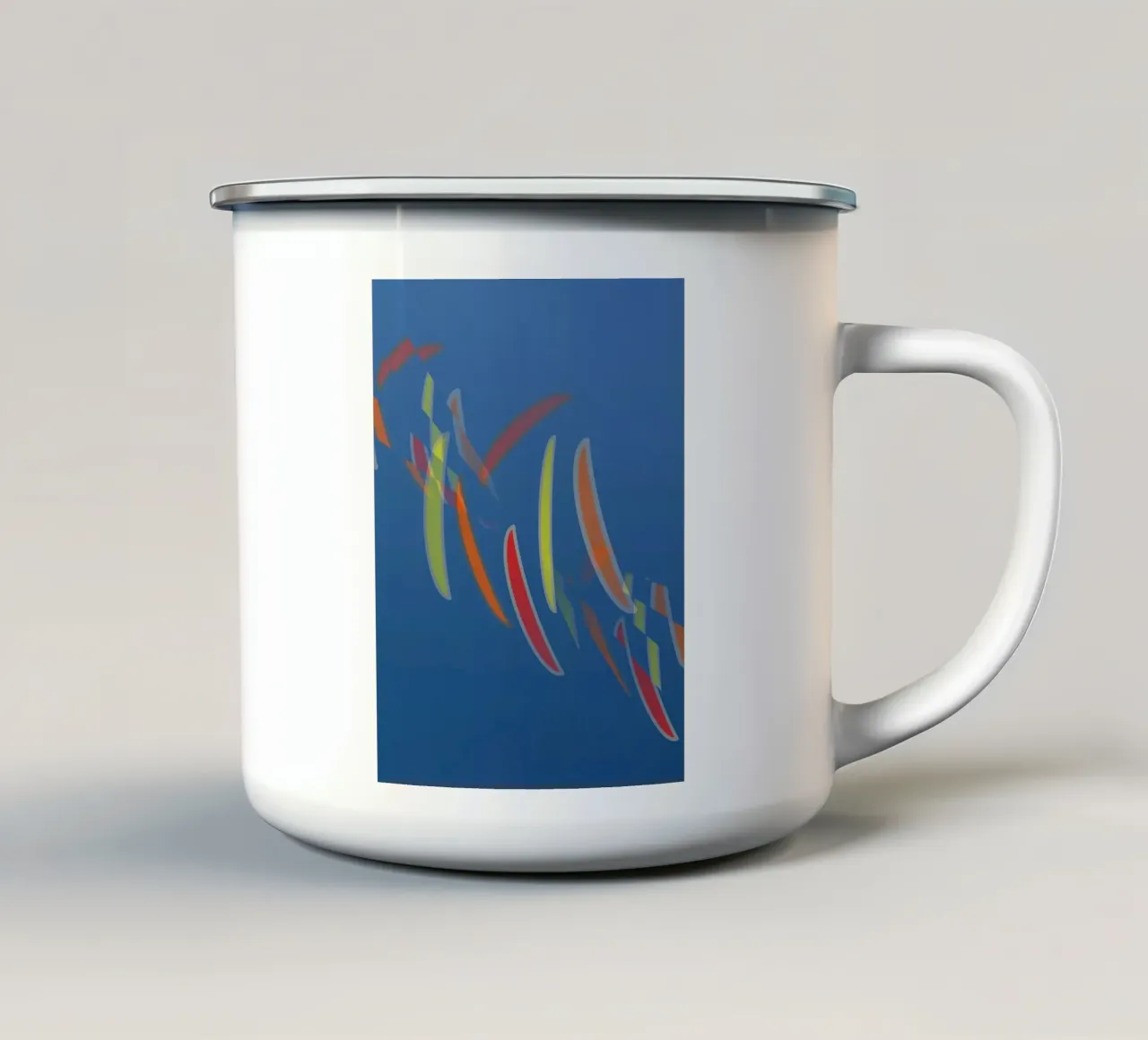 Motivo geometrico astratto in blu tazza in smalto da Something for you
