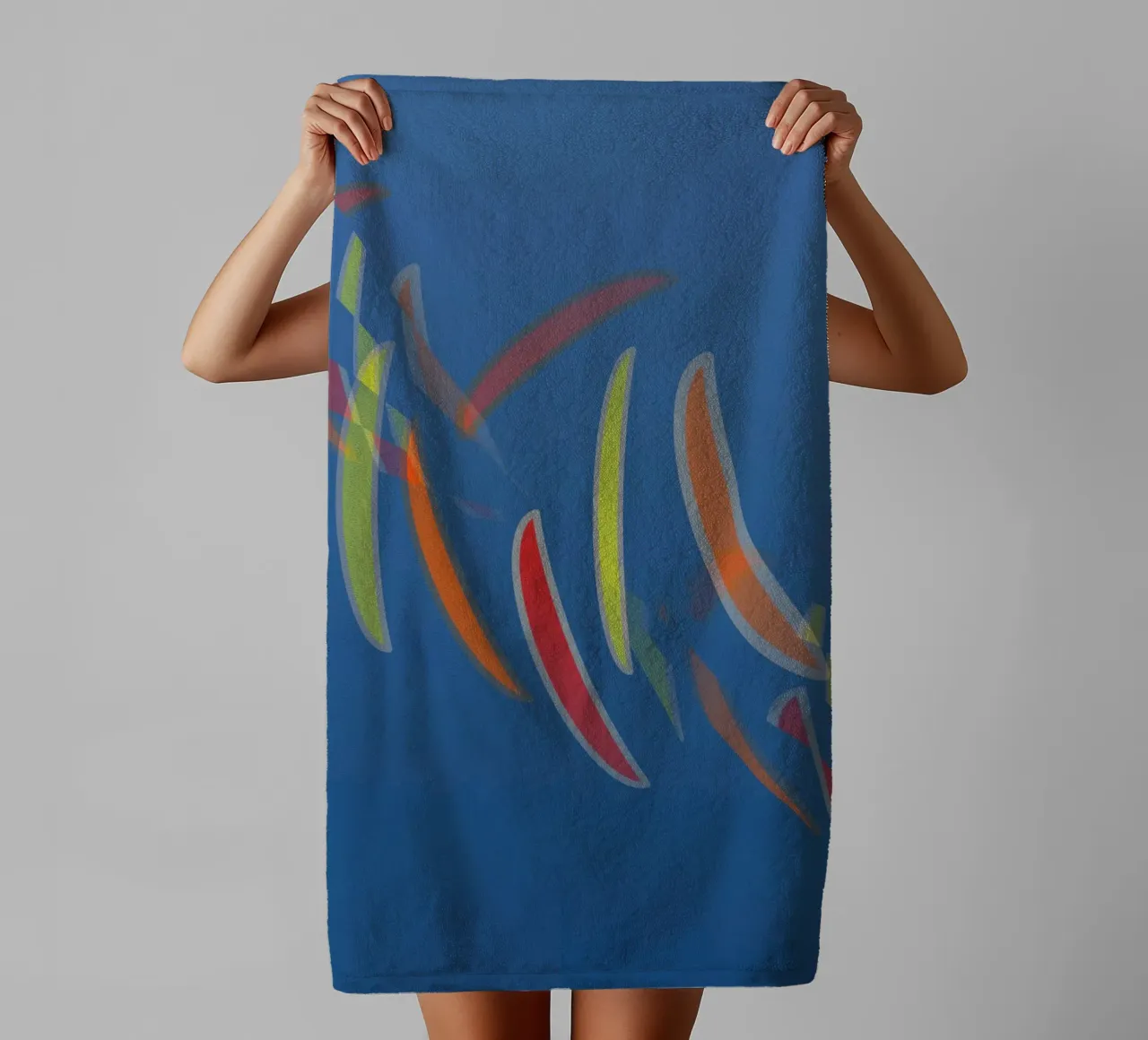 Abstract geometric pattern in blue towel by Something for you