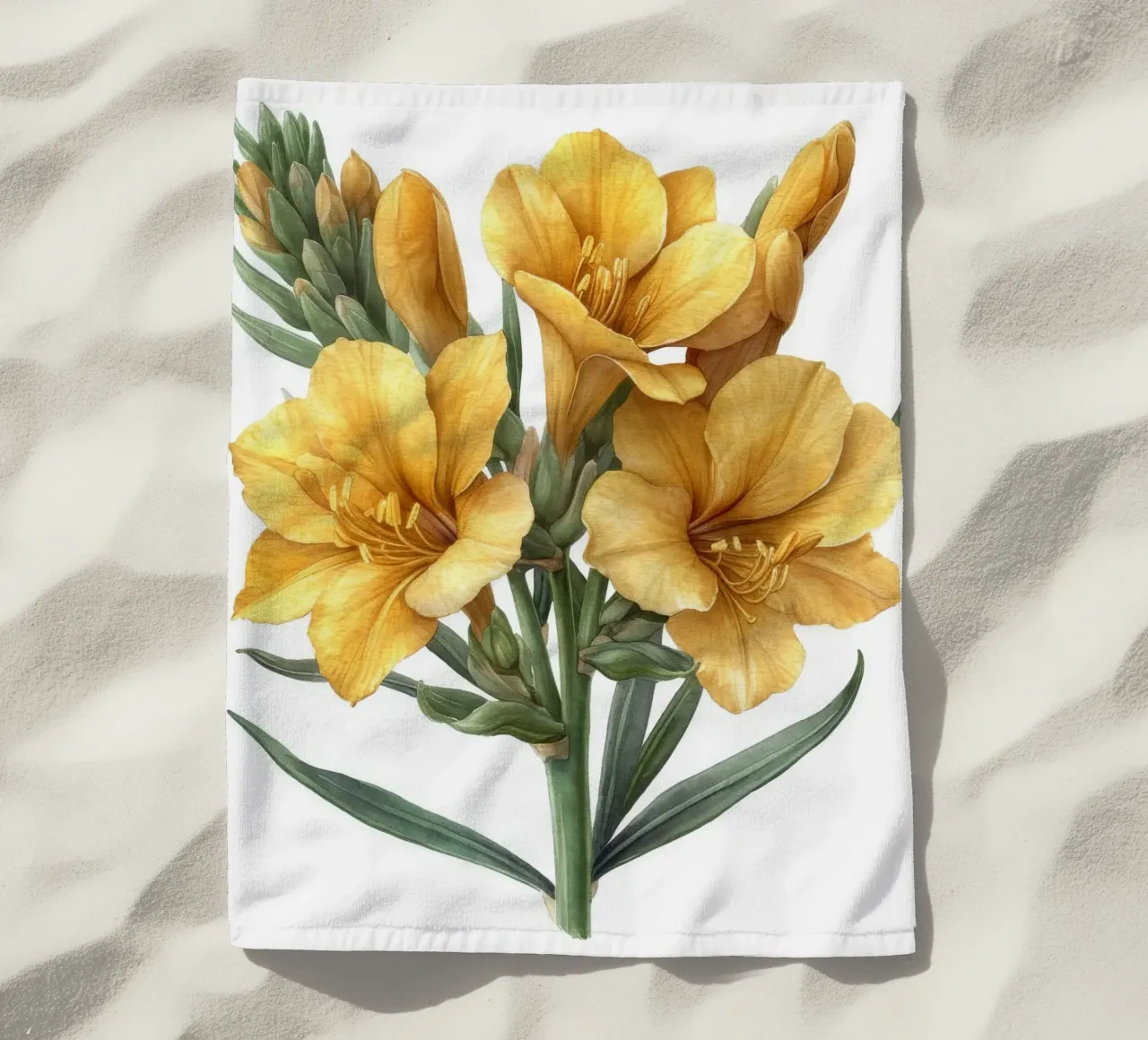 Freesienblüte 2 Strandtuch von Bold Blooms