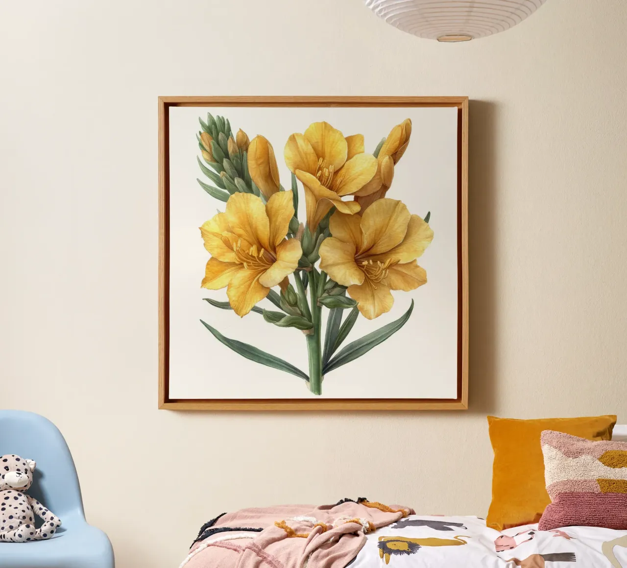 Freesia bloem 2 canvas met Baklijst van Bold Blooms
