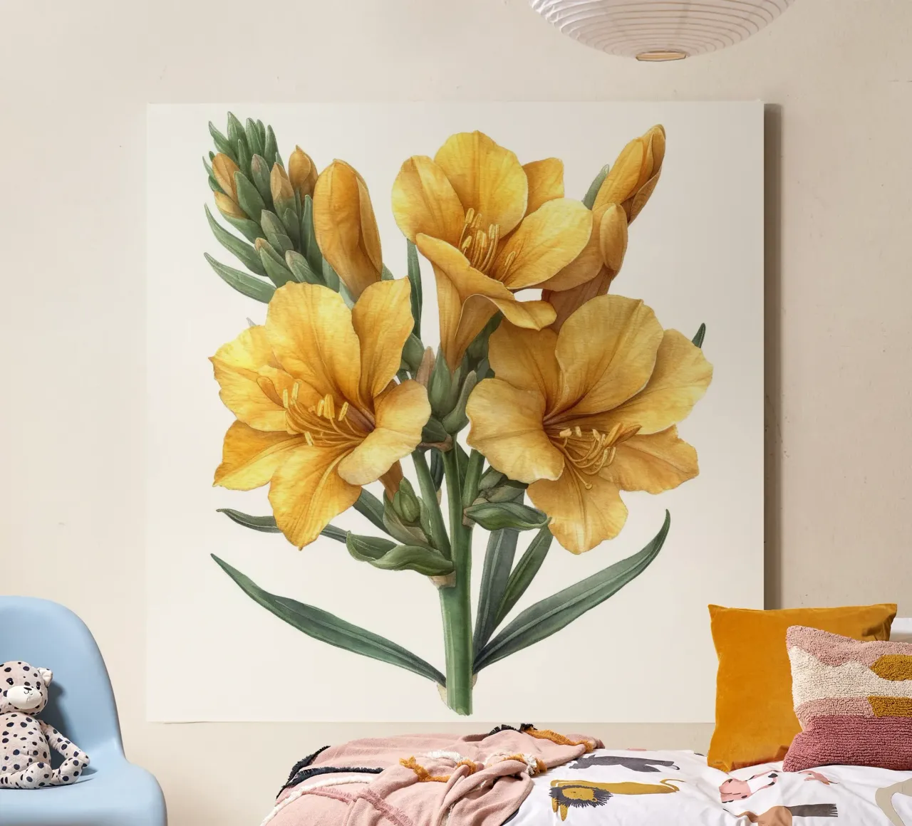 Freesia bloem 2 canvas met Baklijst van Bold Blooms