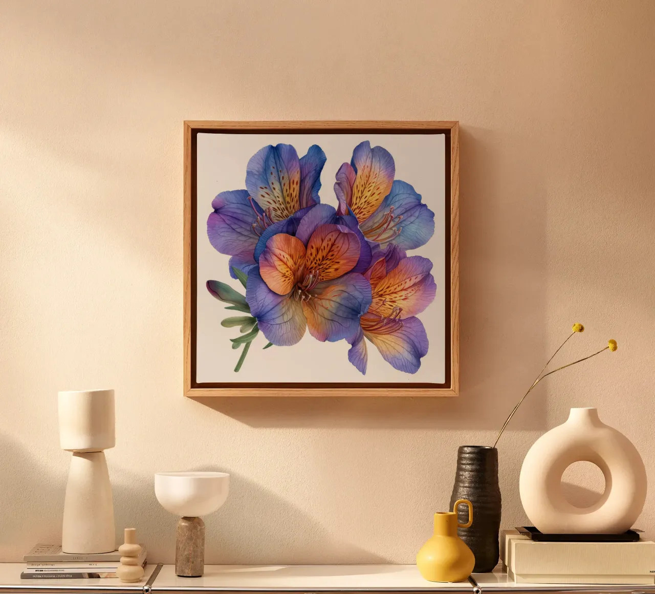 Freesia bloem 3 canvas met Baklijst van Bold Blooms