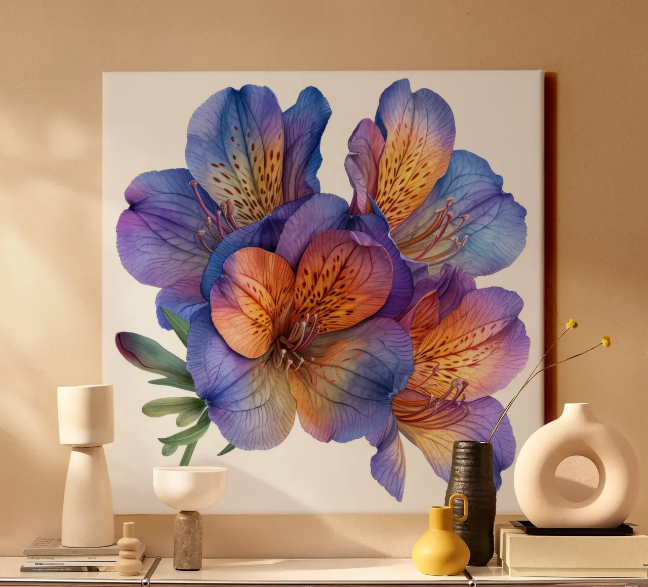Freesia bloem 3 canvas met Baklijst van Bold Blooms