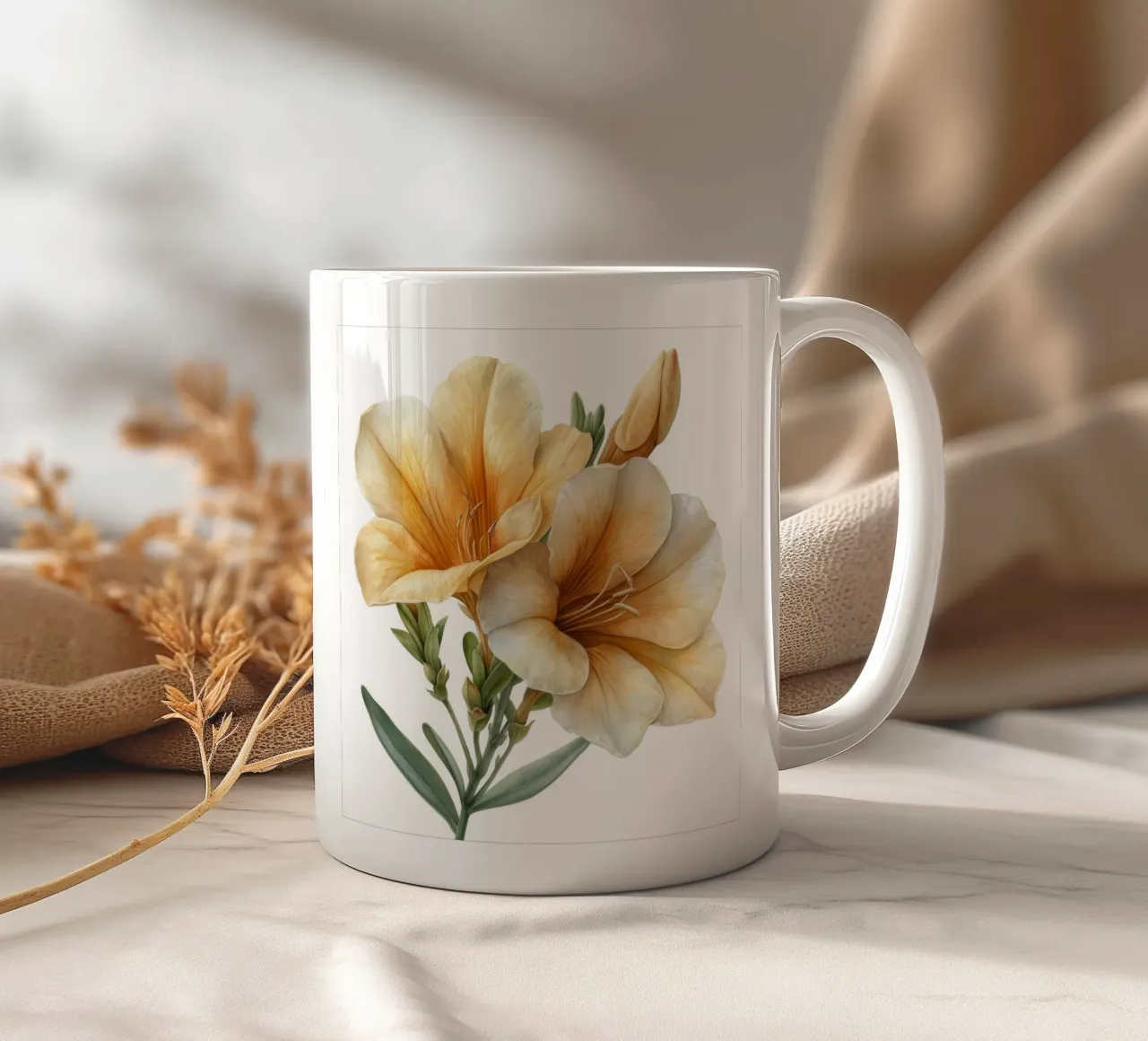 Fiore di fresia 1 tazza in ceramica da Bold Blooms