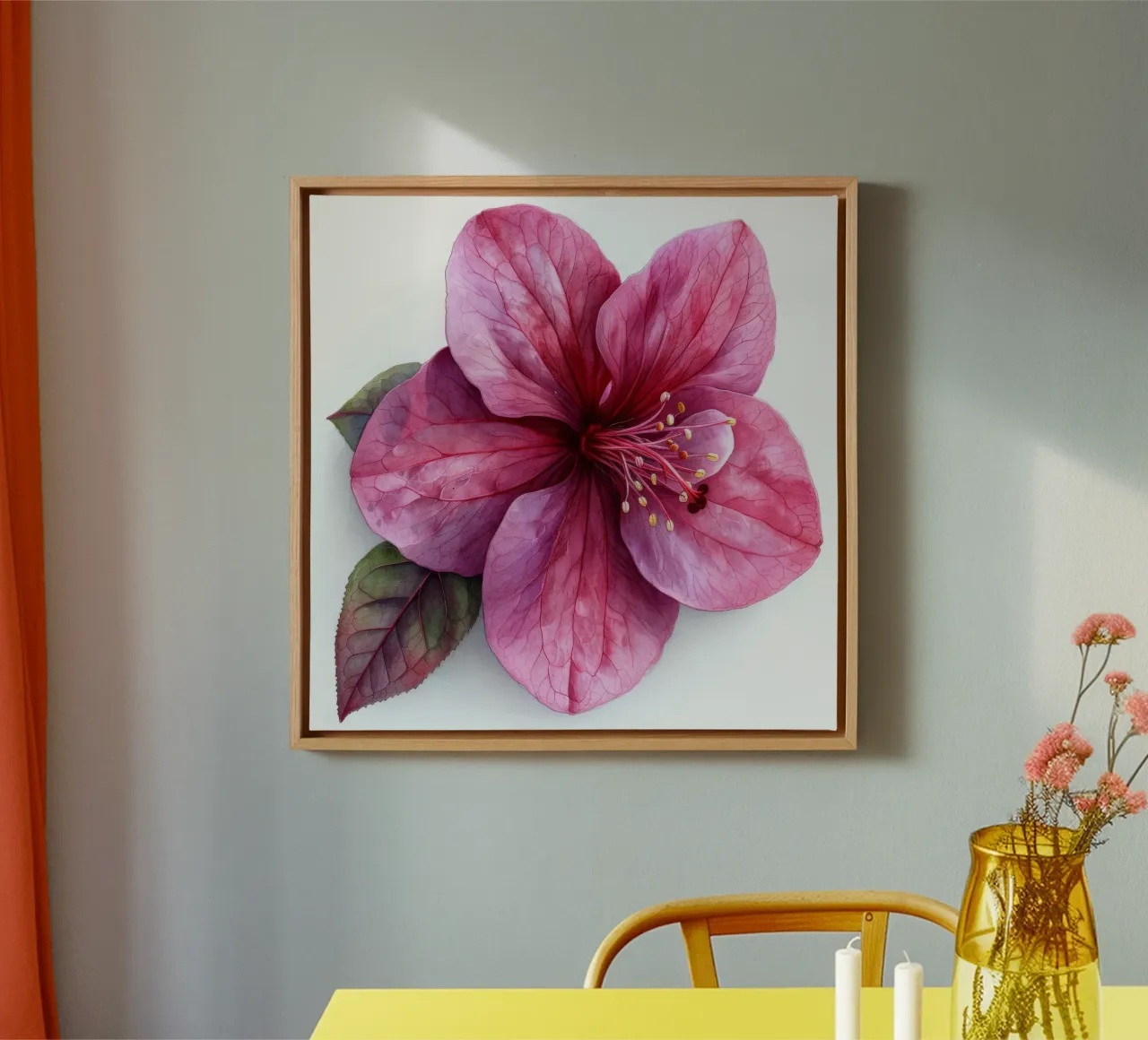 Fuchsia bloem 3 canvas met Baklijst van Bold Blooms