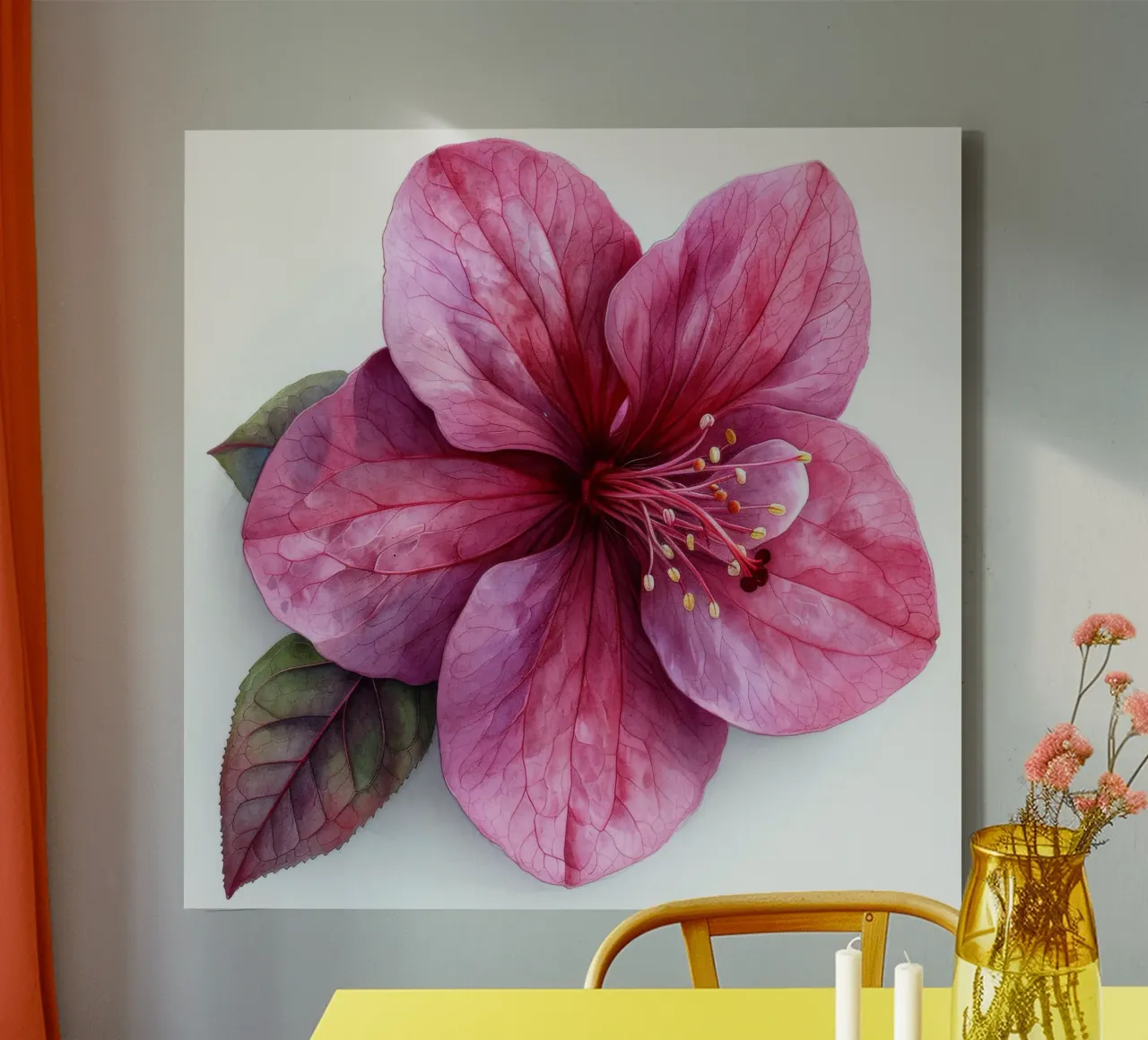 Fuchsia bloem 3 canvas met Baklijst van Bold Blooms