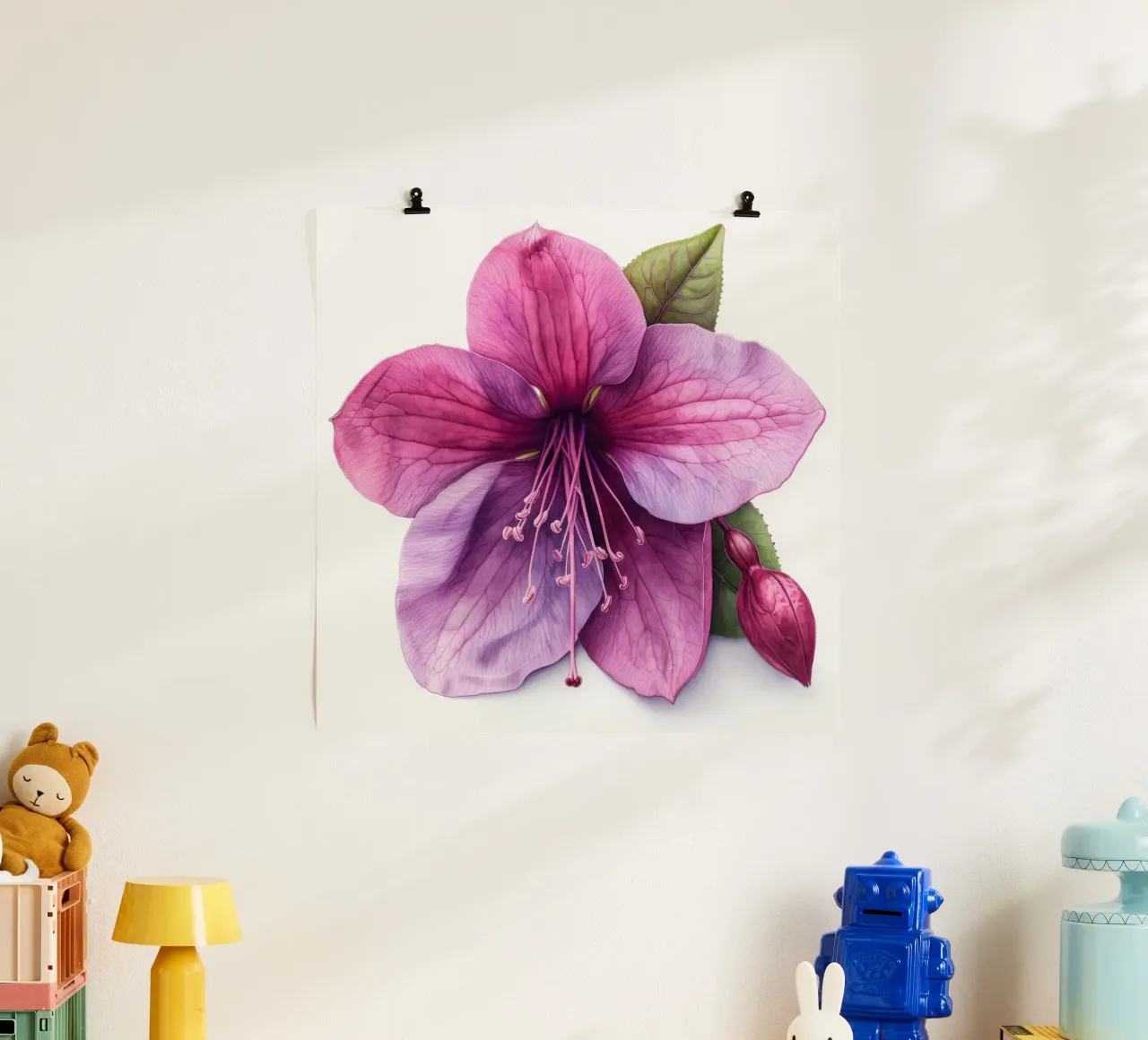Fiore fucsia 4 poster con telaio in plastica da Bold Blooms