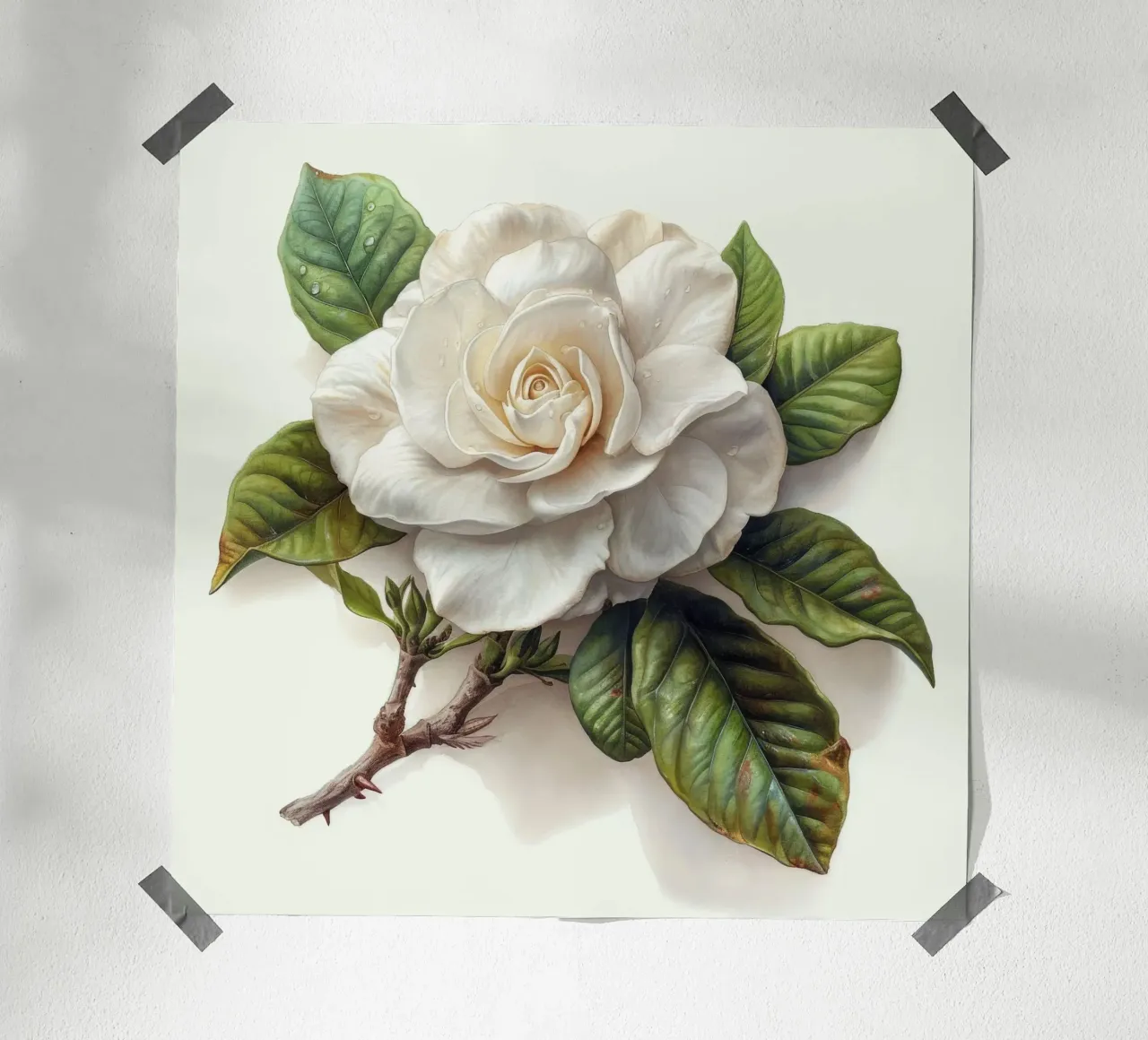Fiore di gardenia 4 poster con telaio in alluminio da Bold Blooms