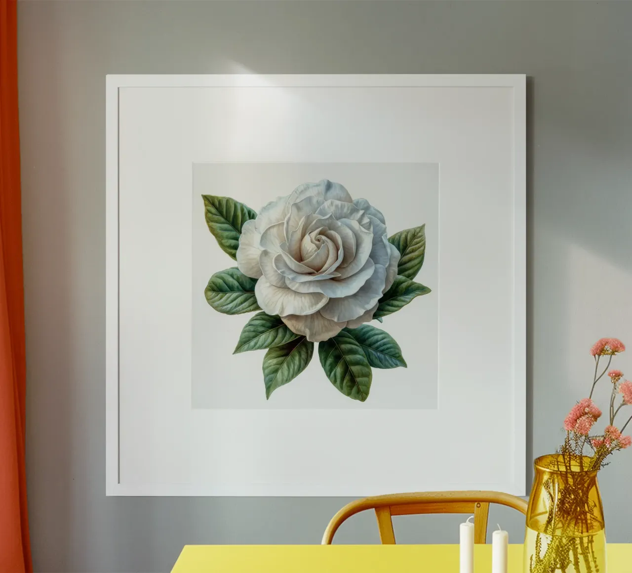 Fiore di gardenia 1 poster con telaio in plastica da Bold Blooms