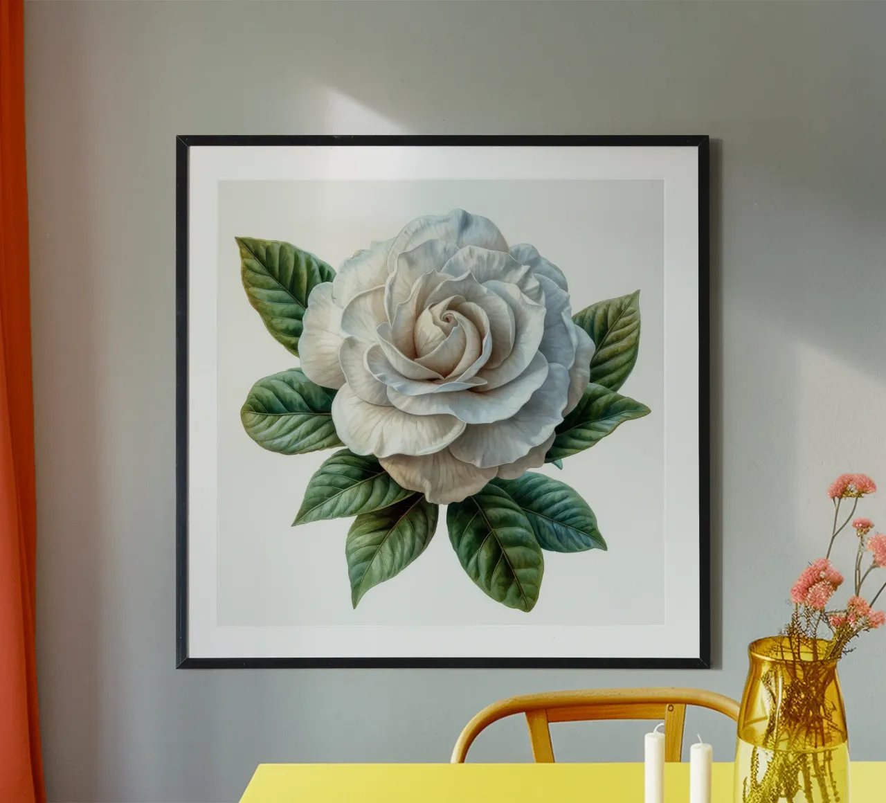 Fiore di gardenia 1 poster con telaio in plastica da Bold Blooms