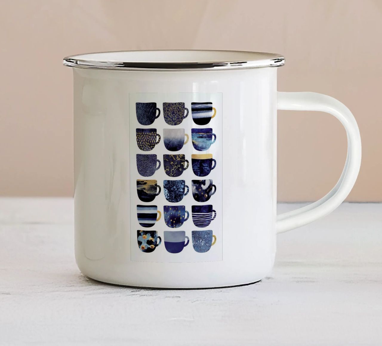 Pretty Blue Coffee Cups tazza in smalto da Elisabeth Fredriksson