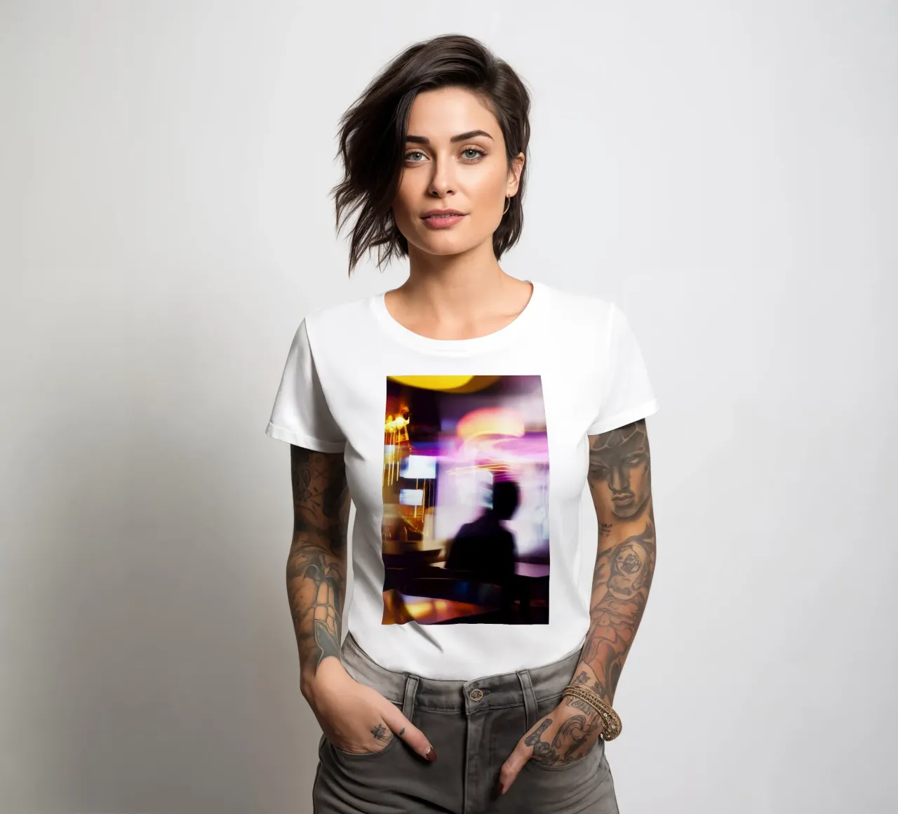 Electric Nocturne - Tokyo women's fitted t-shirt by Le Flou