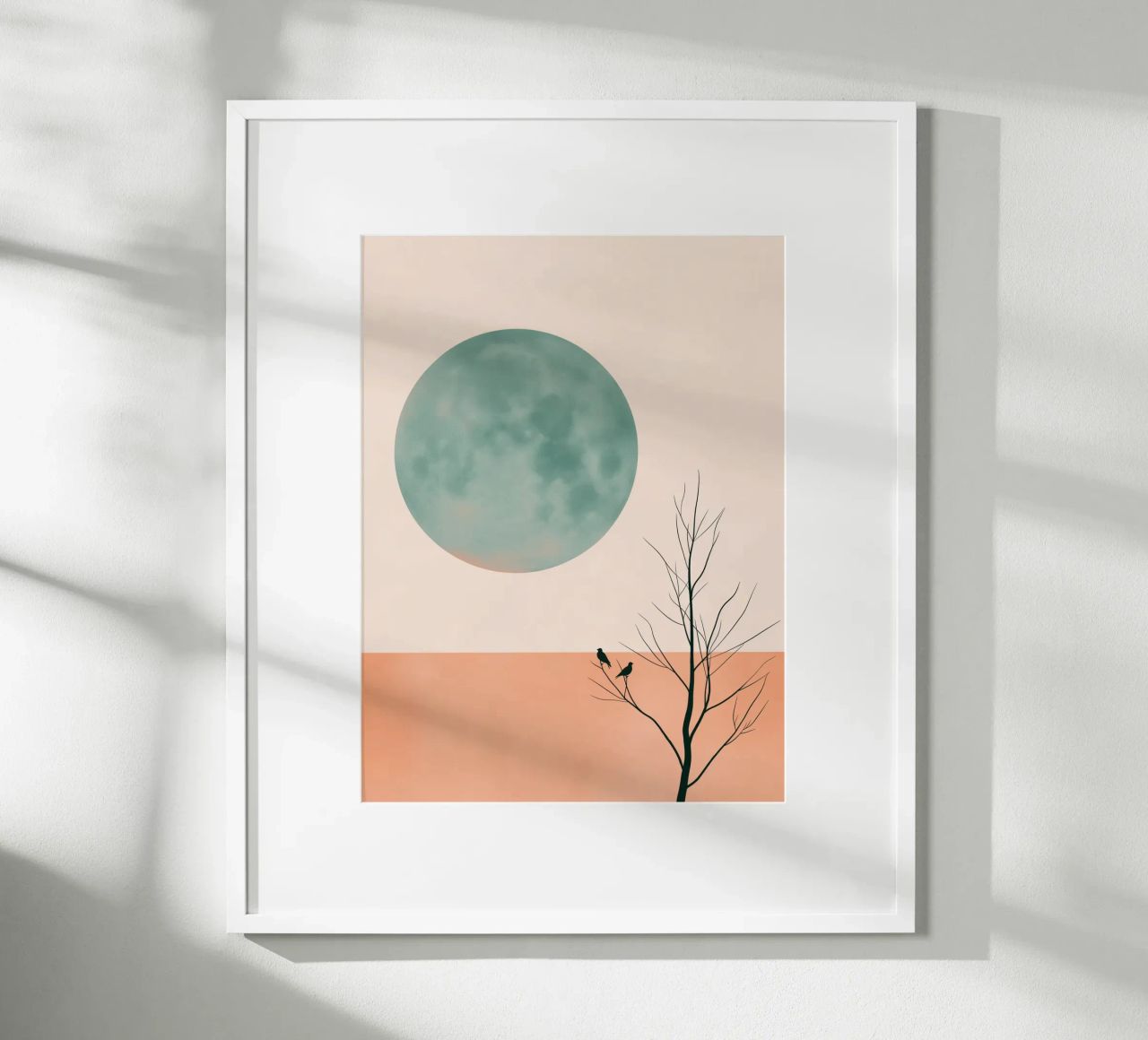 Green moon and birds poster by DWA