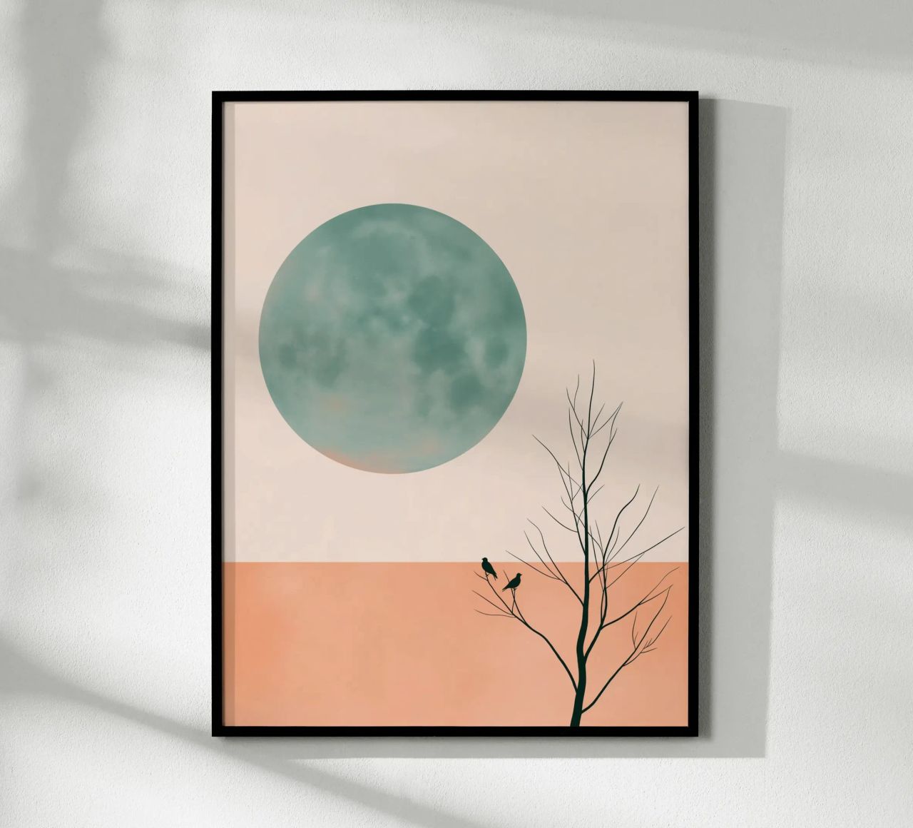 Green moon and birds poster by DWA