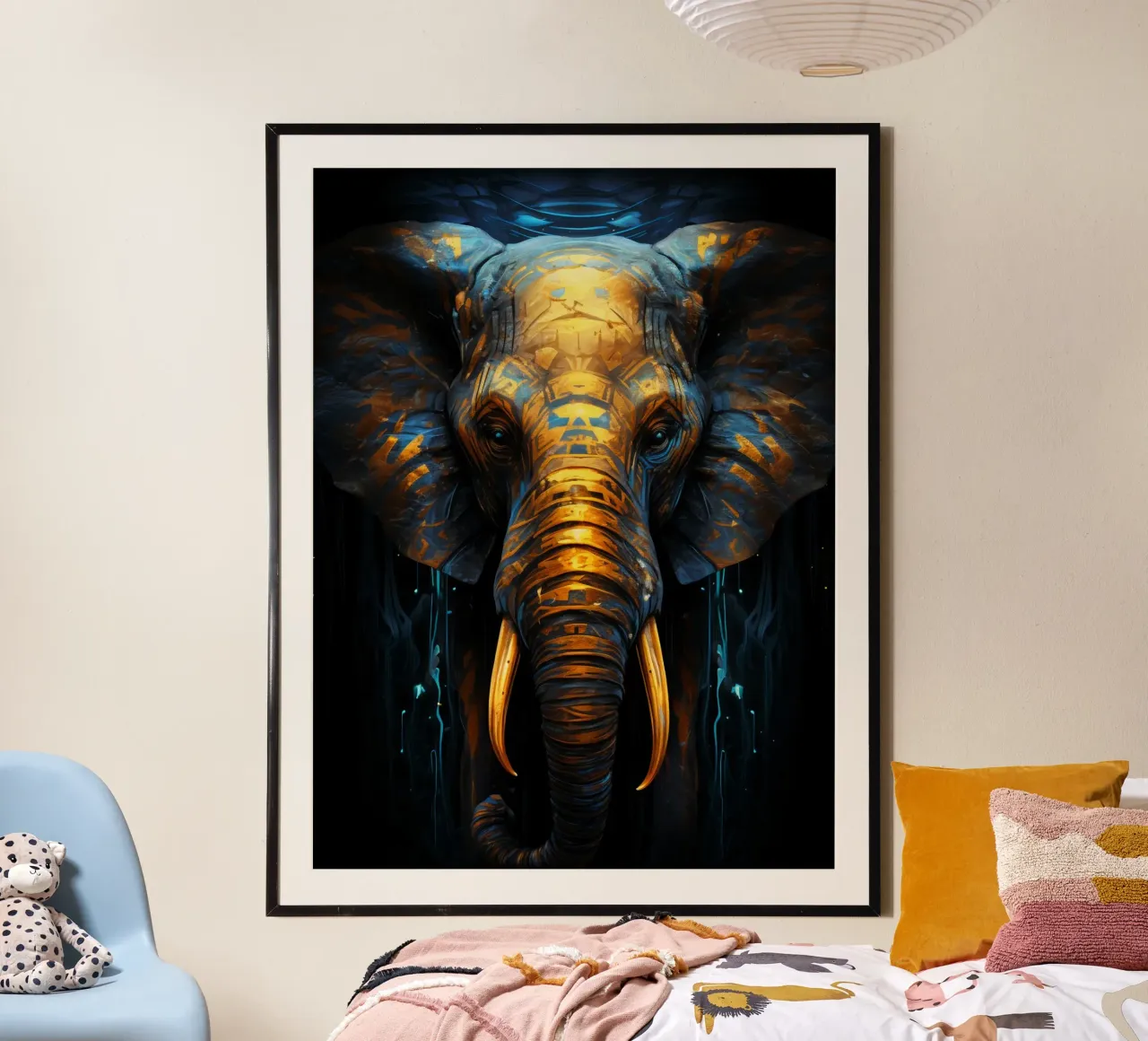 Elephant Fantasy poster con telaio in legno da Mateo