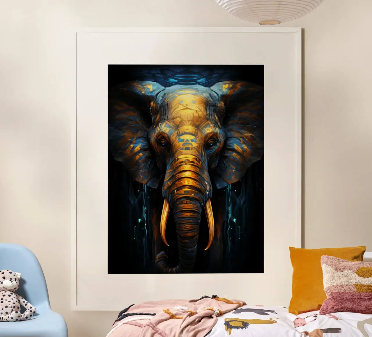 Elephant Fantasy poster con telaio in legno da Mateo