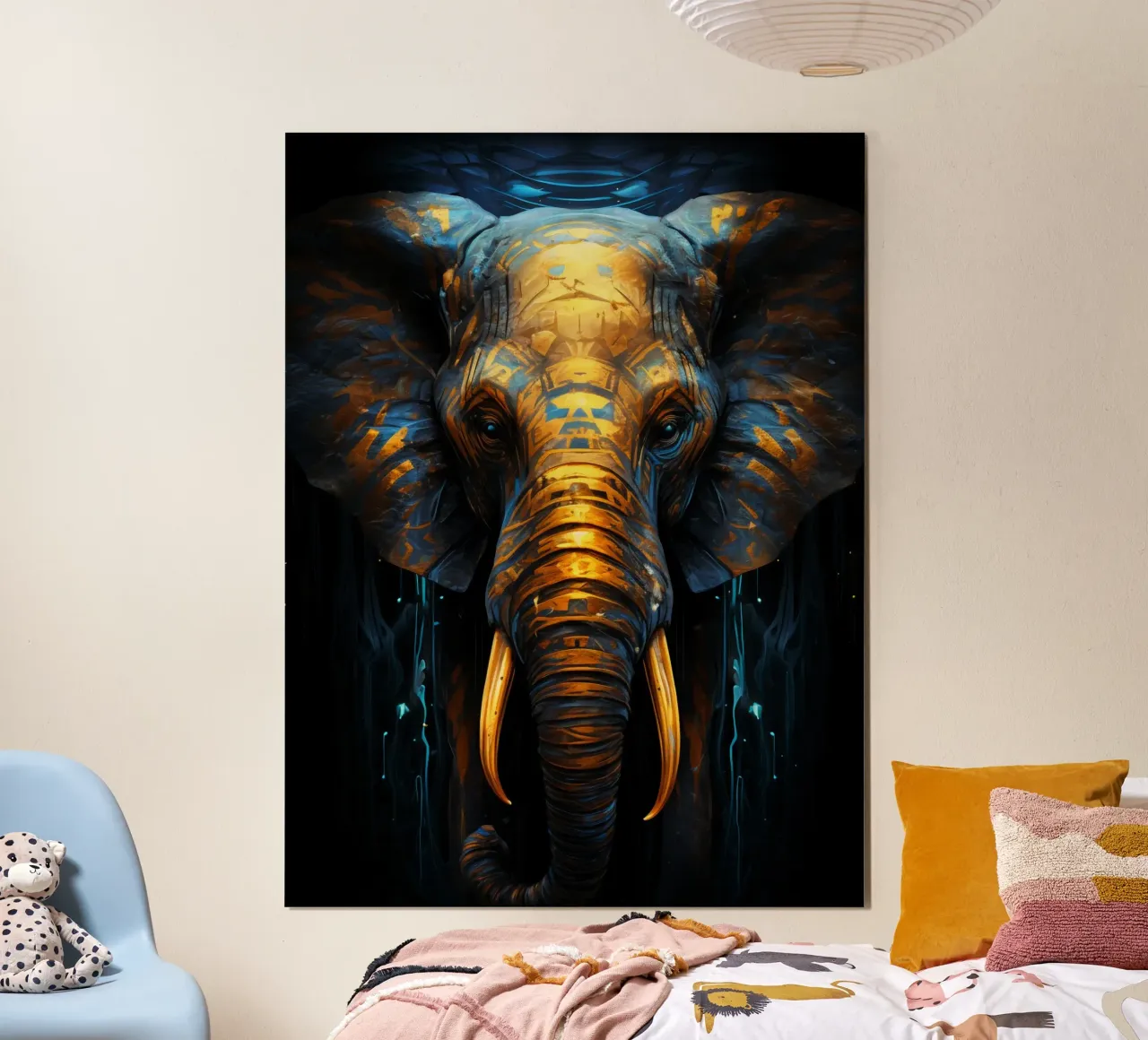 Elephant Fantasy poster con telaio in legno da Mateo